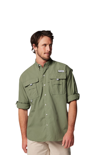 Image of Columbia PFG Bahama II Button-Up Long-Sleeve Fishing Shirt - Cypress - L