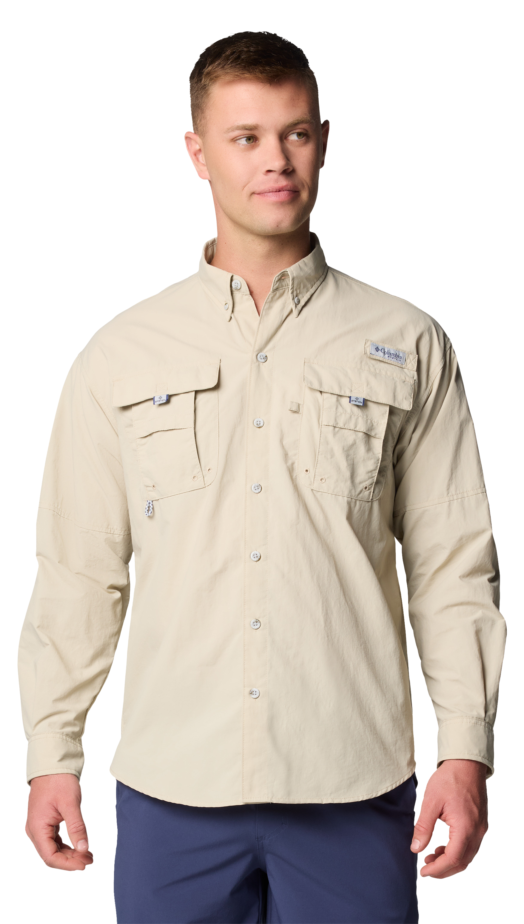 Image of Columbia PFG Bahama II Button-Up Long-Sleeve Fishing Shirt - Fossil - S