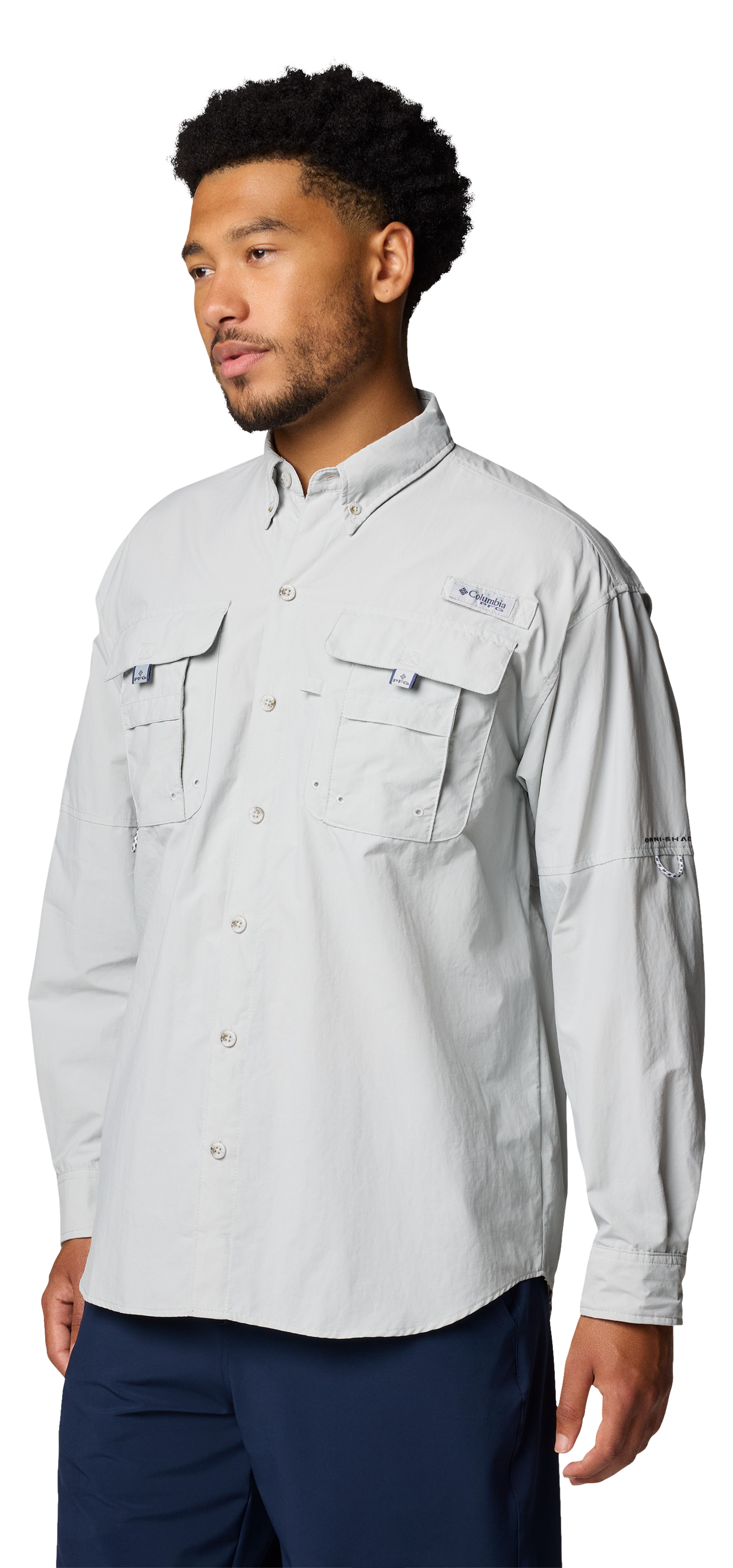 Image of Columbia PFG Bahama II Button-Up Long-Sleeve Fishing Shirt - Cool Grey - XL