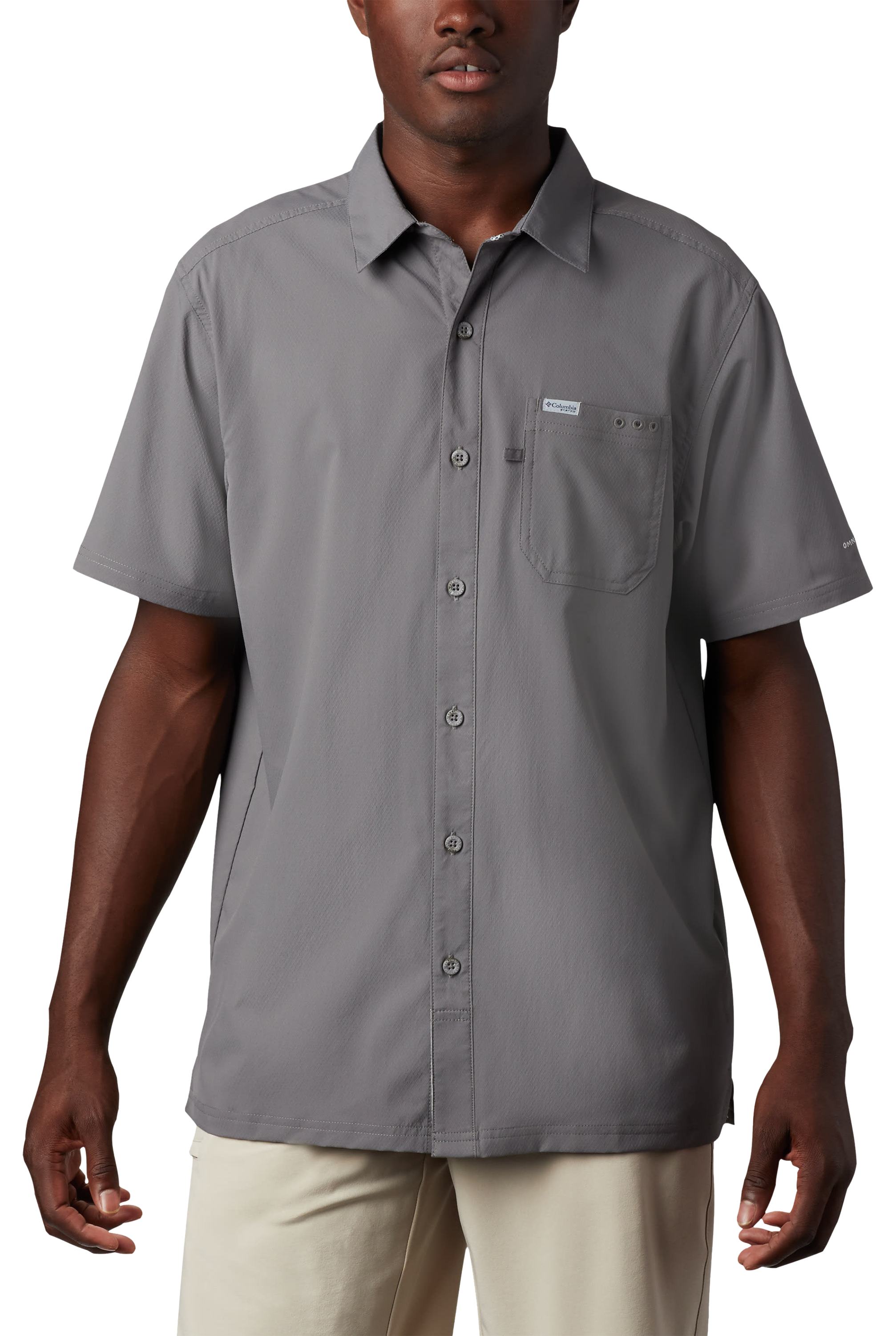 Image of Columbia PFG Slack Tide Camp Short-Sleeve Button-Down Shirt for Men - City Grey - S