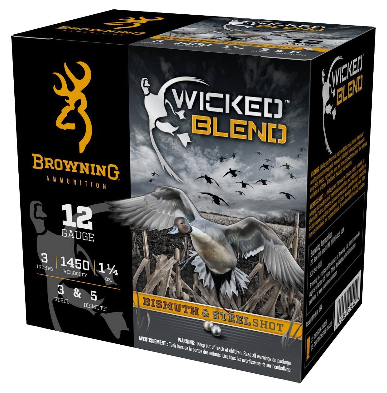 Image of "Browning Wicked Blend 12 Ga 3"" 1 1/4 Oz Box 25 Rd - 3+5"
