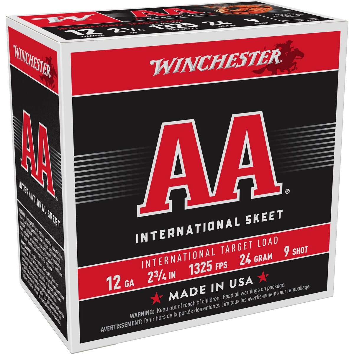 Winchester AA International Target Load 12-Ga. 2-3/4″ 24 Gram Shotshells - #9 - 250 Rounds - Winchester