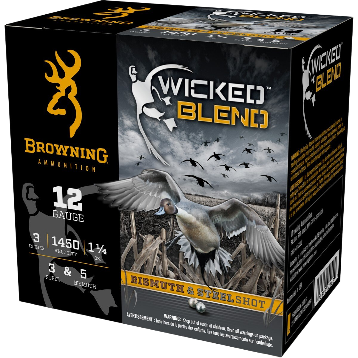 Browning Wicked Blend Waterfowl 12-Ga. 3″ 1-1/4 oz. Shotshells - 3+5 - 250 Rounds - Browning