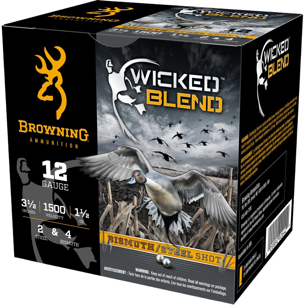 Browning Wicked Blend Waterfowl 12-Ga. 3-1/2″ 1-1/2 oz. Shotshells -  2+4 - 250 Rounds - Browning