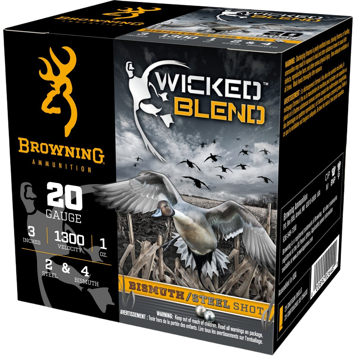 Browning Wicked Blend Waterfowl 20-Ga. 3″ 1 oz. Shotshells - 2+4 - 250 Rounds - Browning