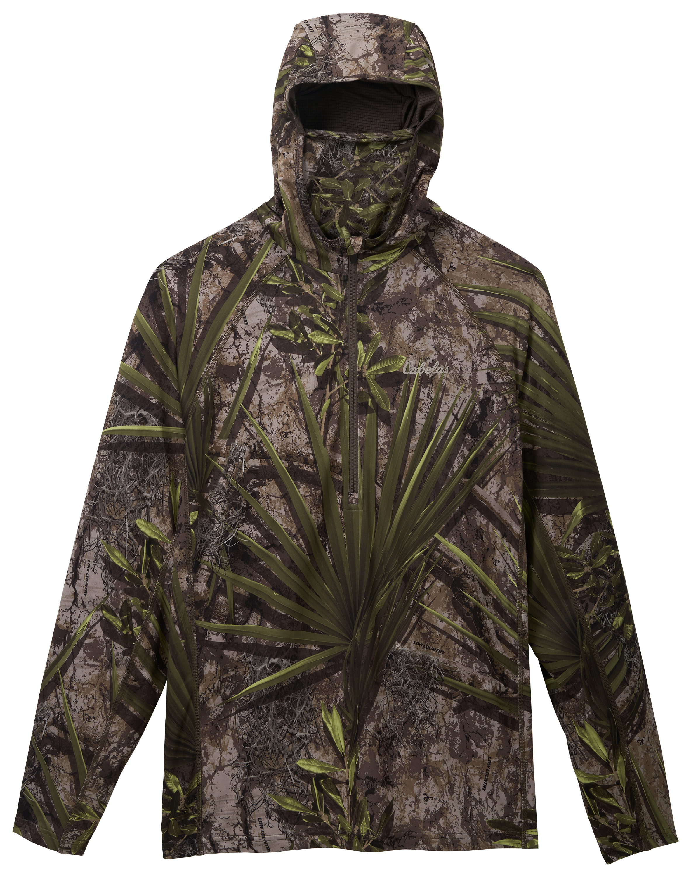 Image of Cabela's Hooded Performance Half-Zip Long-Sleeve Shirt with 4MOST INHIBIT for Men - TrueTimber Low Country