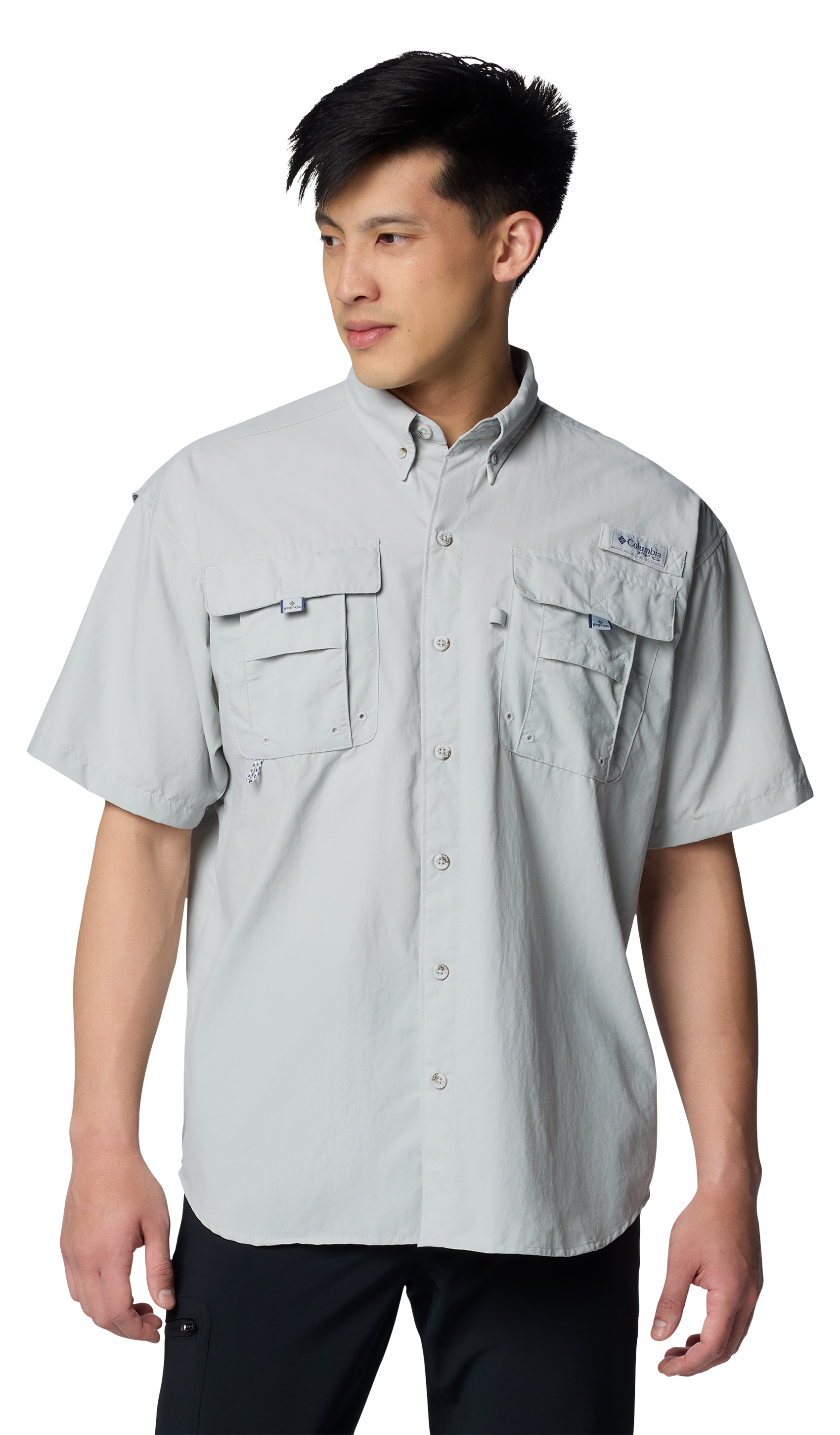 Image of Columbia Bahama Short-Sleeve Button-Down Shirt - Cool Grey