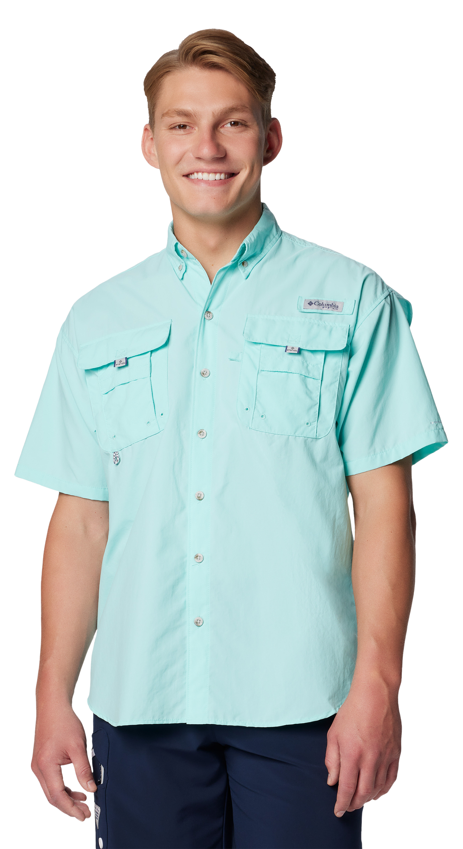 Image of Columbia Bahama Short-Sleeve Button-Down Shirt - Gulf Stream