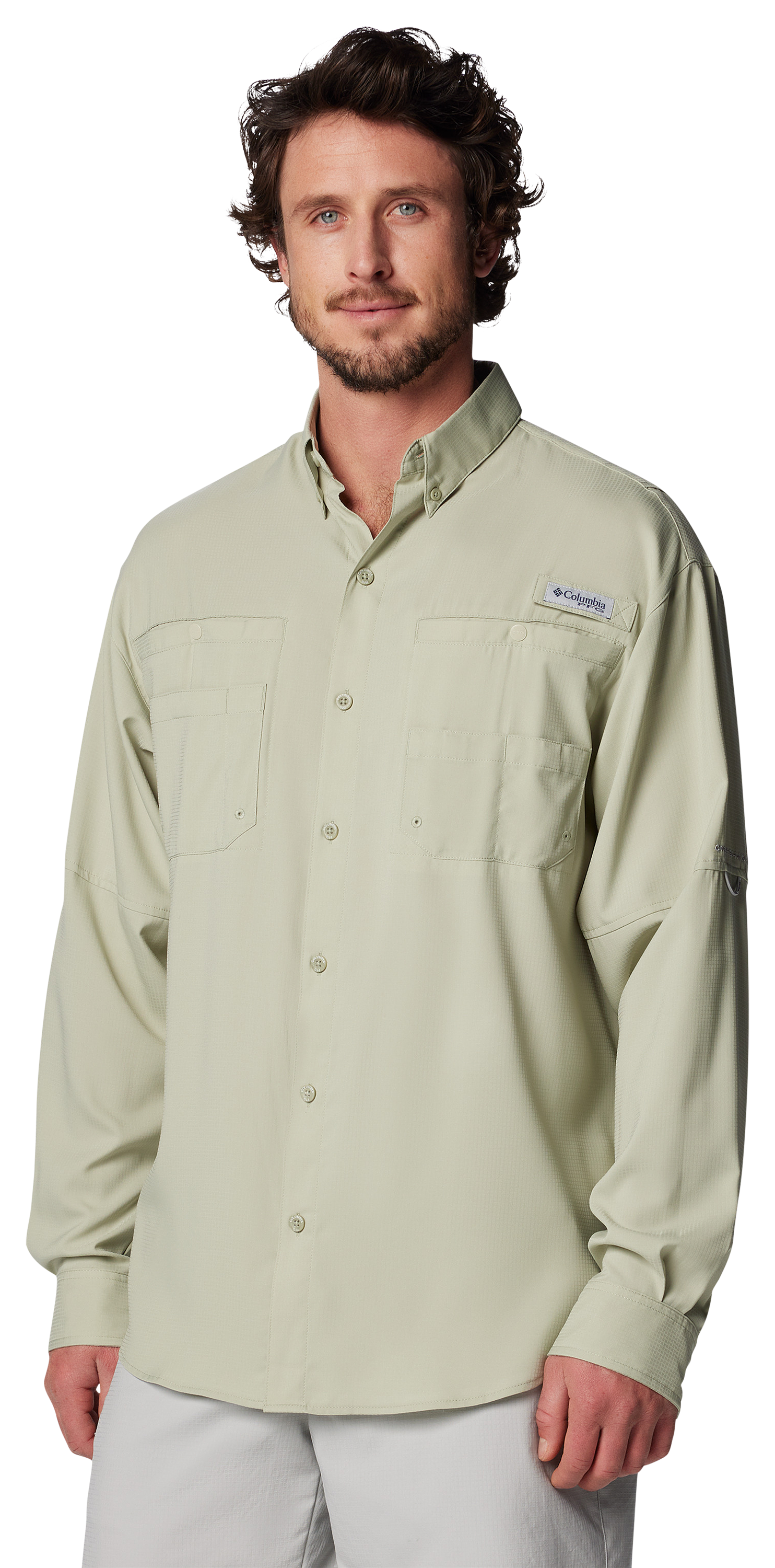 Image of Columbia Tamiami II Long-Sleeve Button-Down Fishing Shirt for Men - Smokey Sage - 2XT