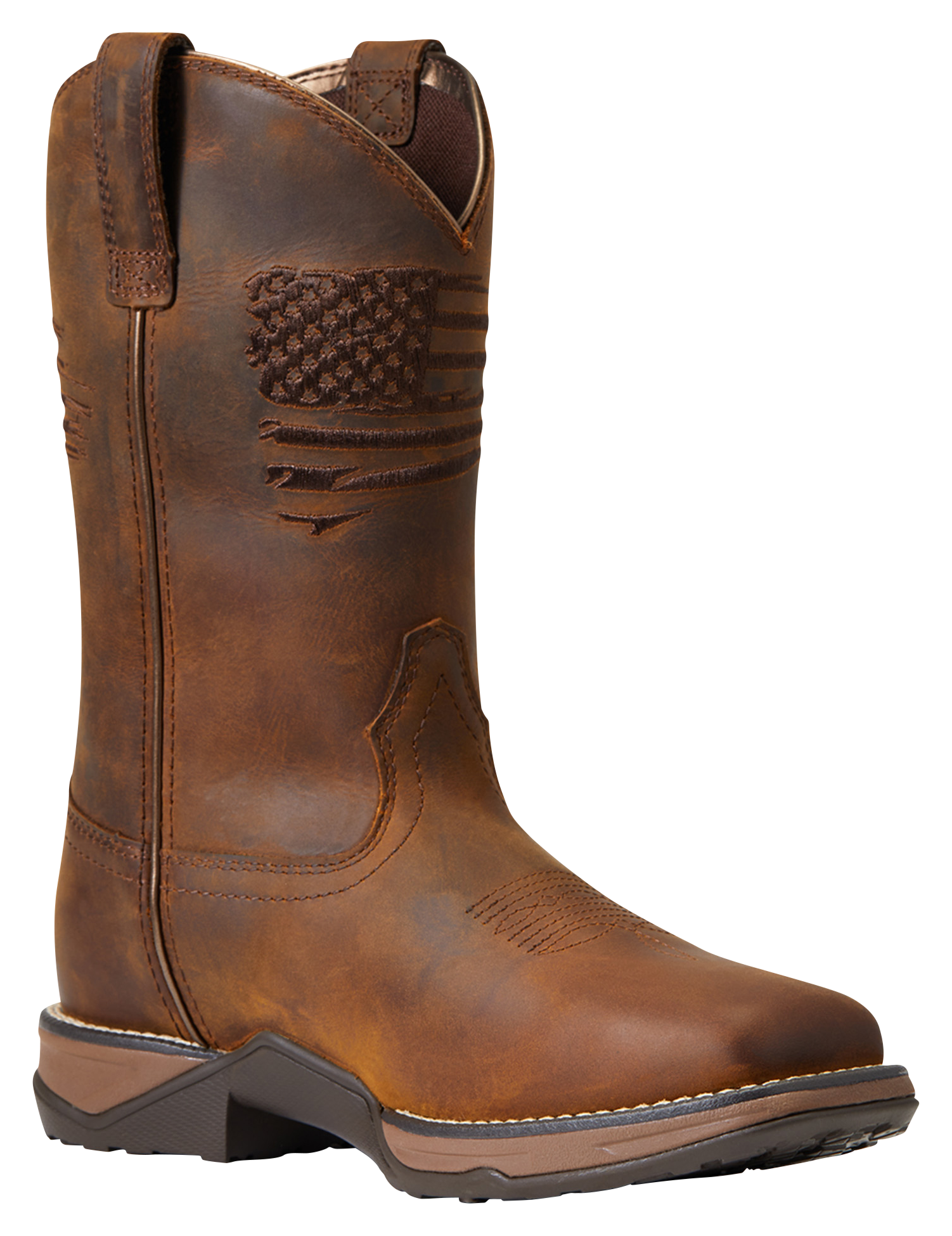 Image of Ariat Anthem Patriot Waterproof Western Boots for Ladies - Distressed Brown - 9M