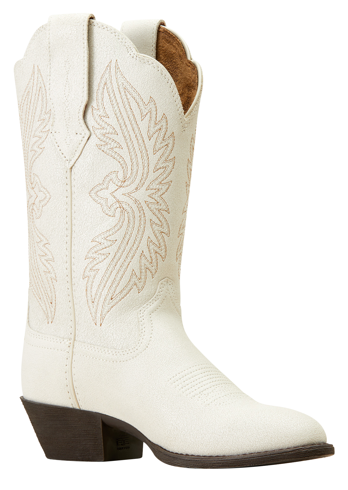 Image of Ariat Heritage R-Toe StretchFit Western Boots for Ladies - Distressed Ivory - 6.5M