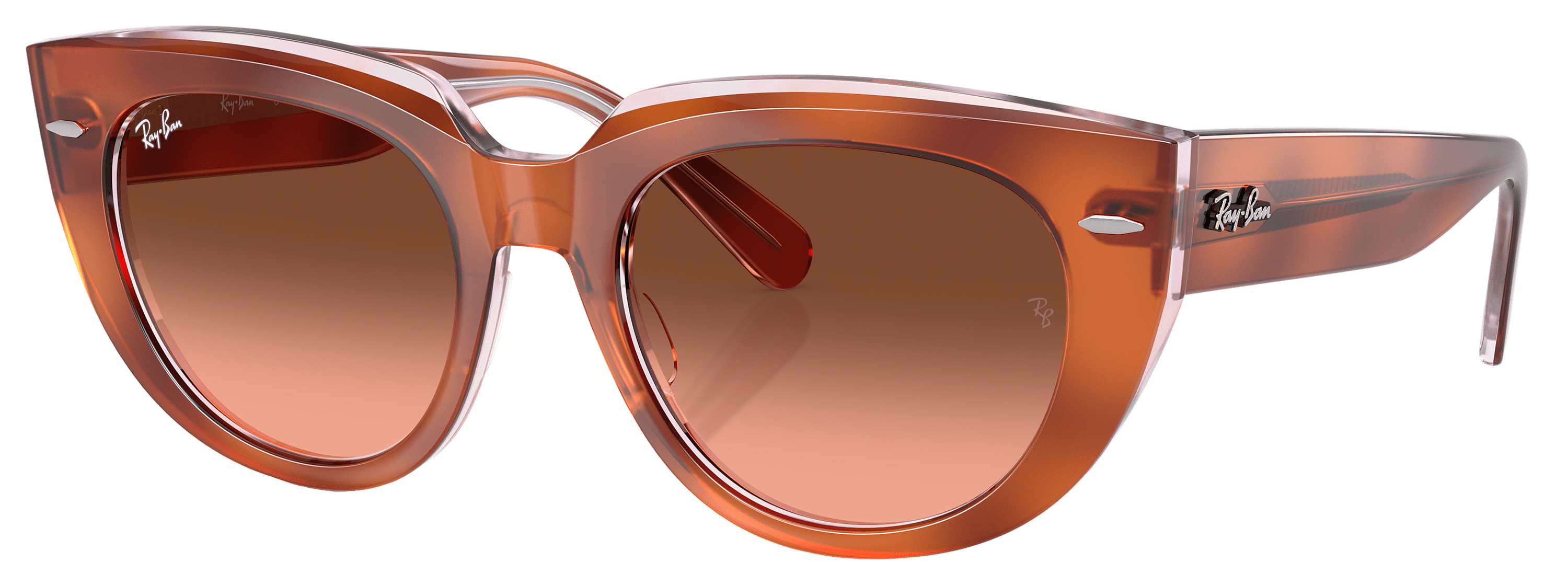 Image of Ray-Ban Doreen RB2286 Gradient Glass Sunglasses for Ladies - Polished Red Havana/Multi/Pink/Brown Gradient - Medium