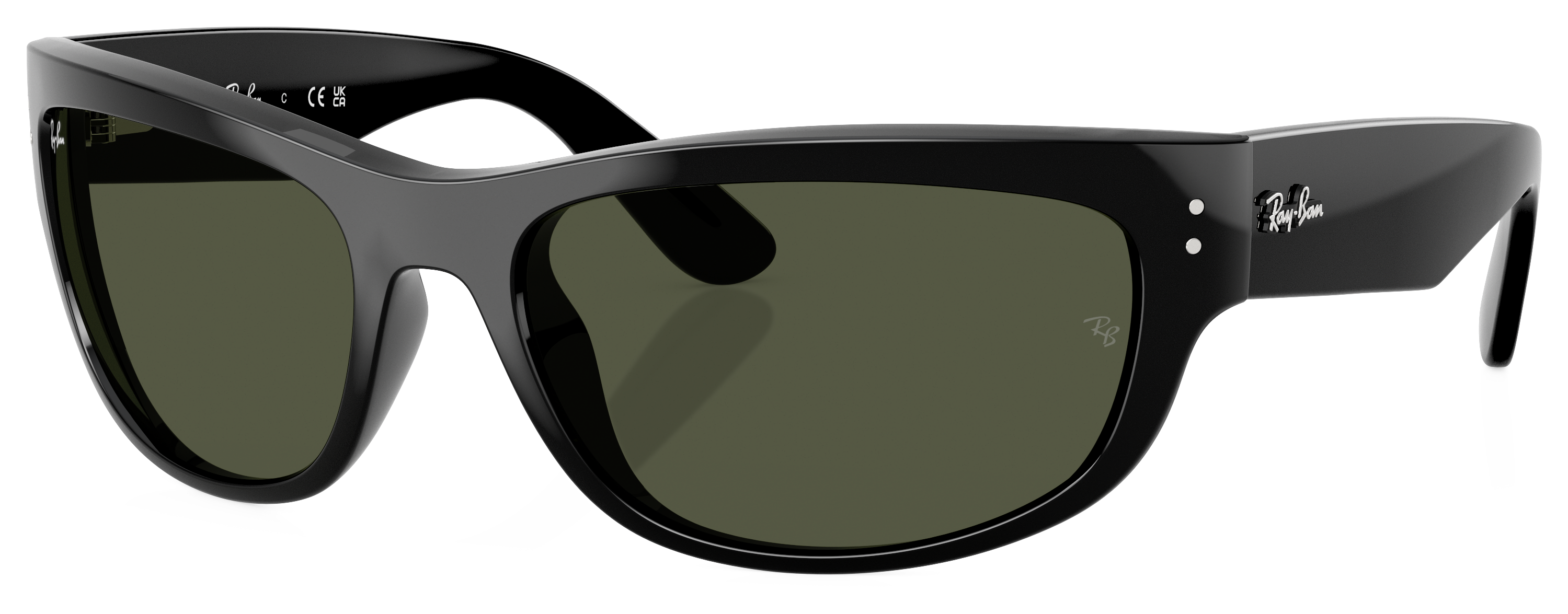 Image of Ray-Ban Mega Balorama RB2289 Glass Sunglasses - Polished Black/Green Classic G-15 - Medium