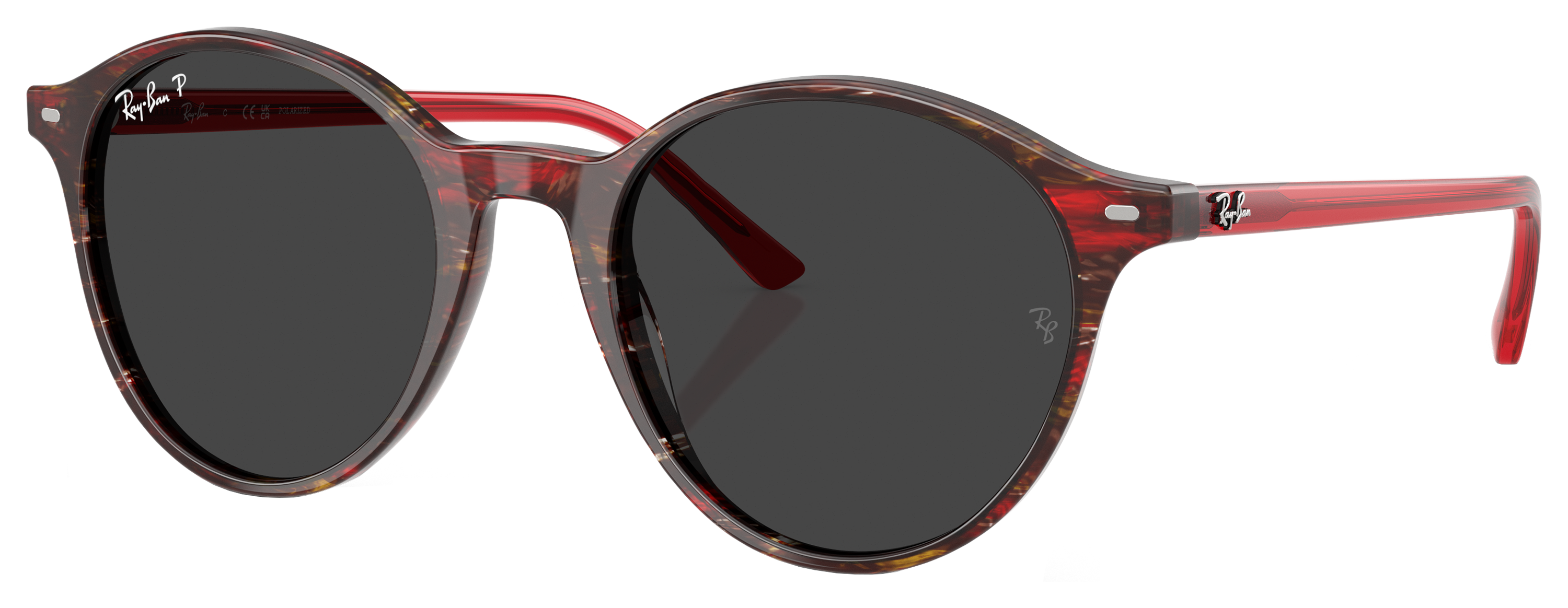 Ray-Ban Bernard RB2230 Glass Polarized Sunglasses - Polished Transparent Fantasy Red/Black Classic
