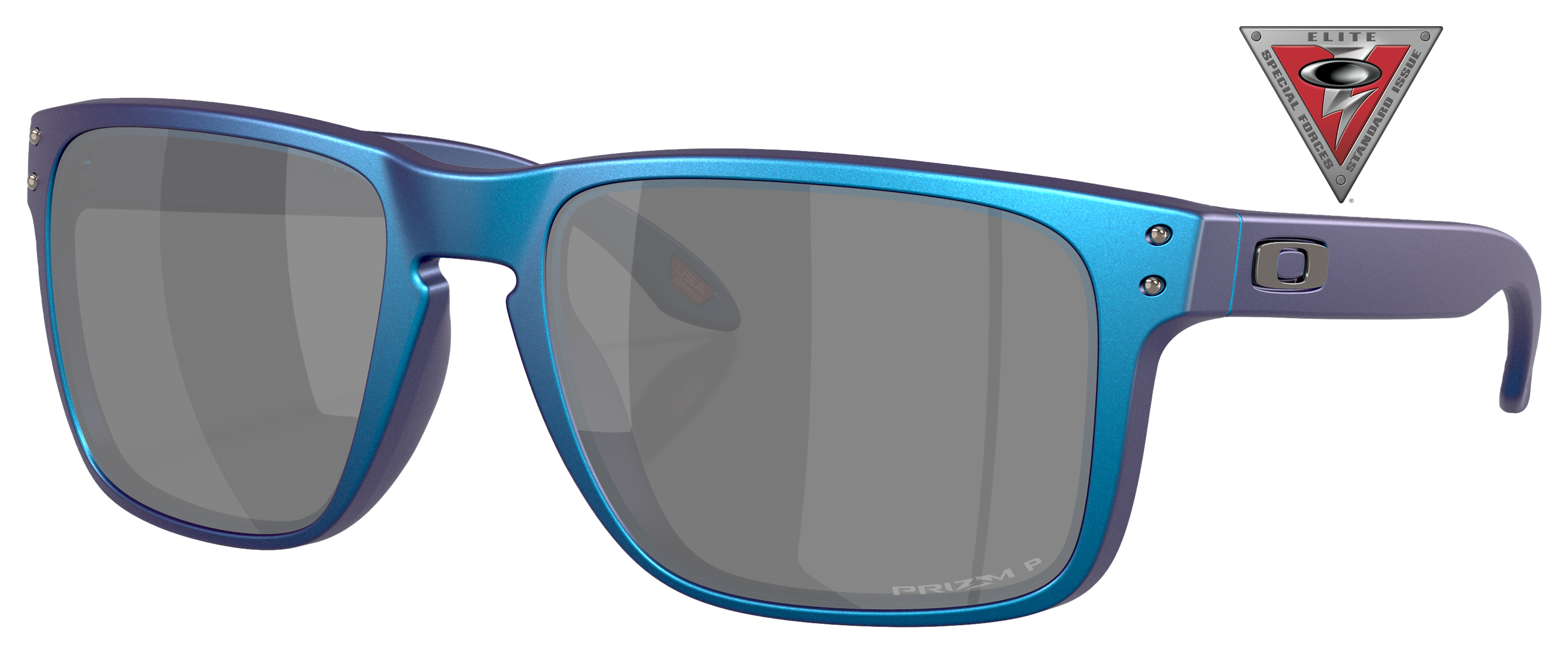 Image of Oakley Holbrook XL OO9417 Prizm Grey Mirror Polarized Sunglasses - Matte Cyan/Blue Colorshift/Prizm Black Mirror - X-Large