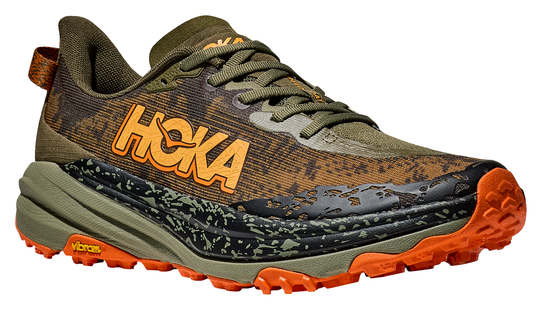 Image of HOKA Speedgoat 6 Trail Running Shoes for Men - Antique Olive/Squash