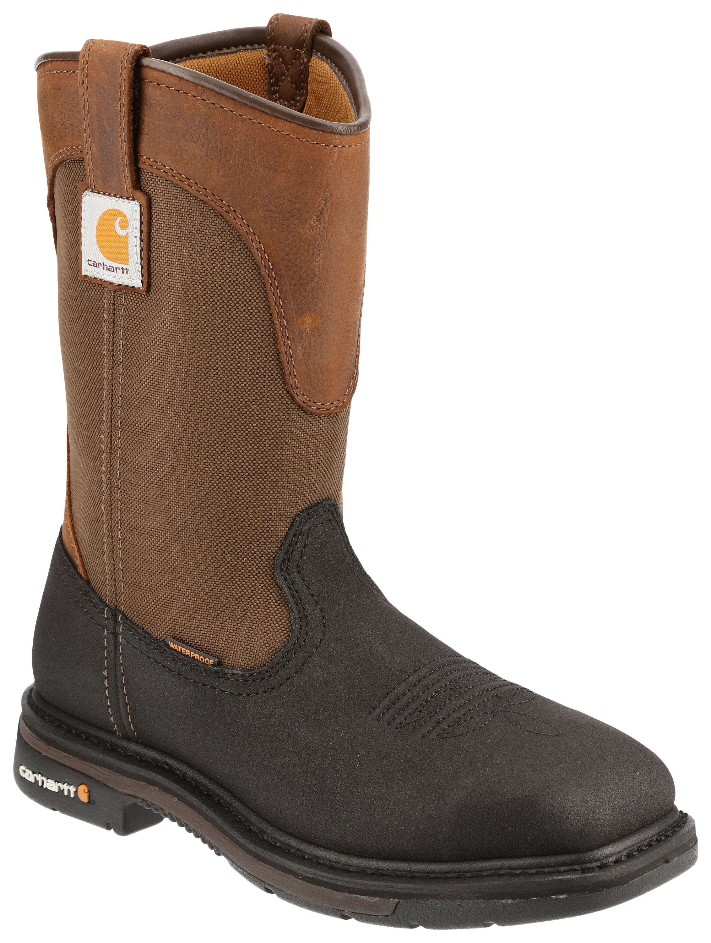 Image of Carhartt Square Steel Toe Waterproof Wellington Work Boots for Men - Brown - 8W