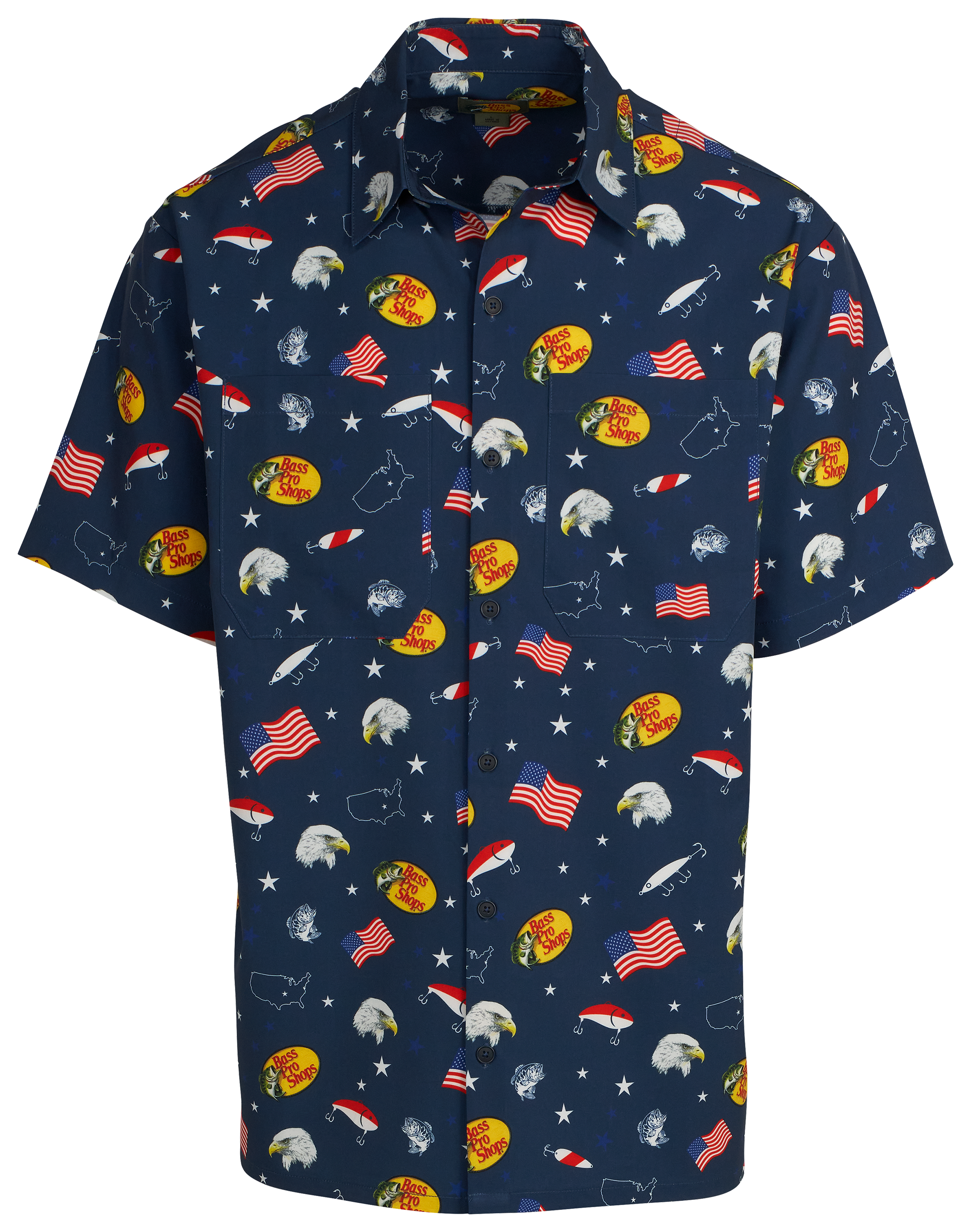 Image of Bass Pro Shops Americana Woven Short-Sleeve Button-Down Shirt for Men
