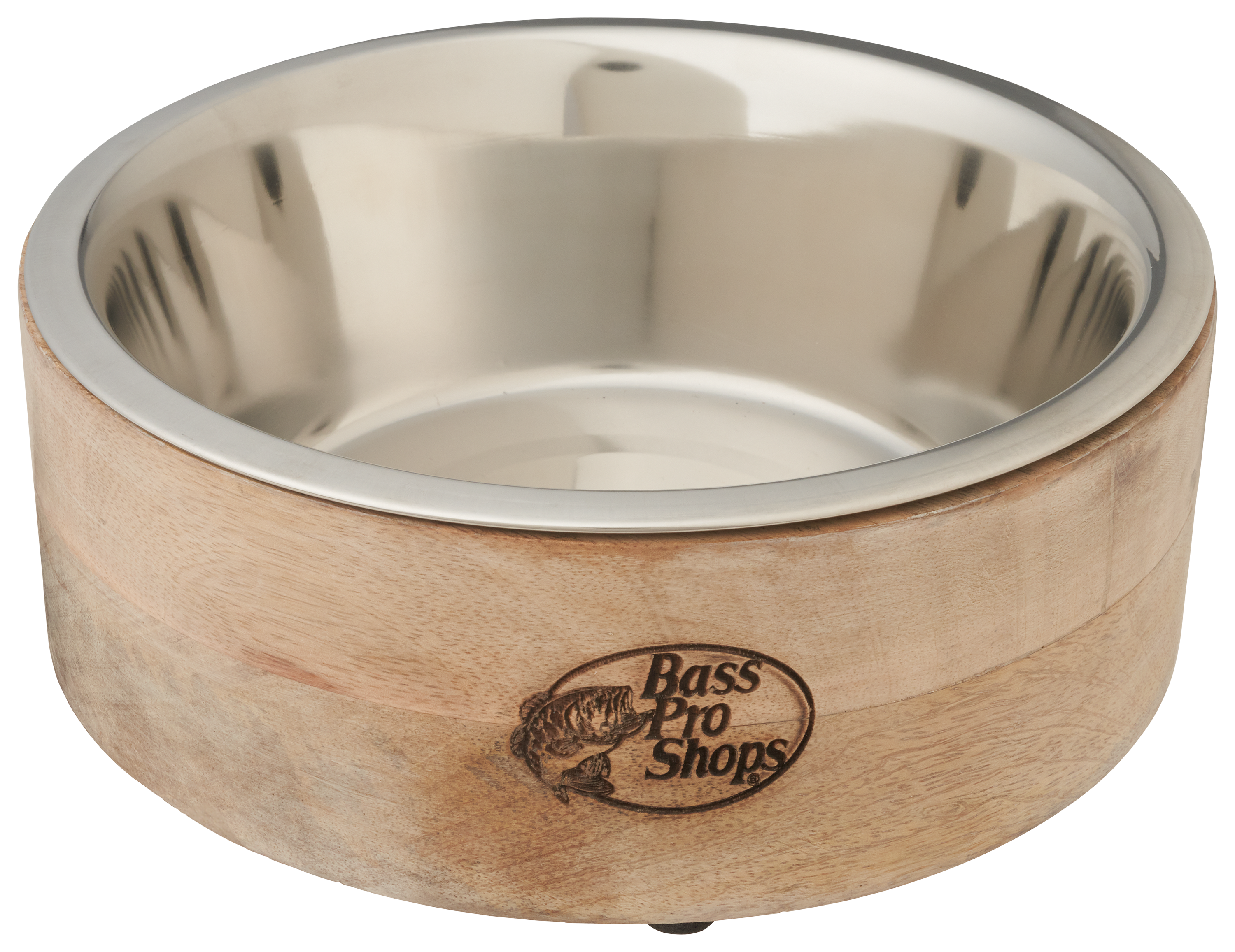 Image of Bass Pro Shops Wood-Wrapped Stainless Steel Dog Bowl