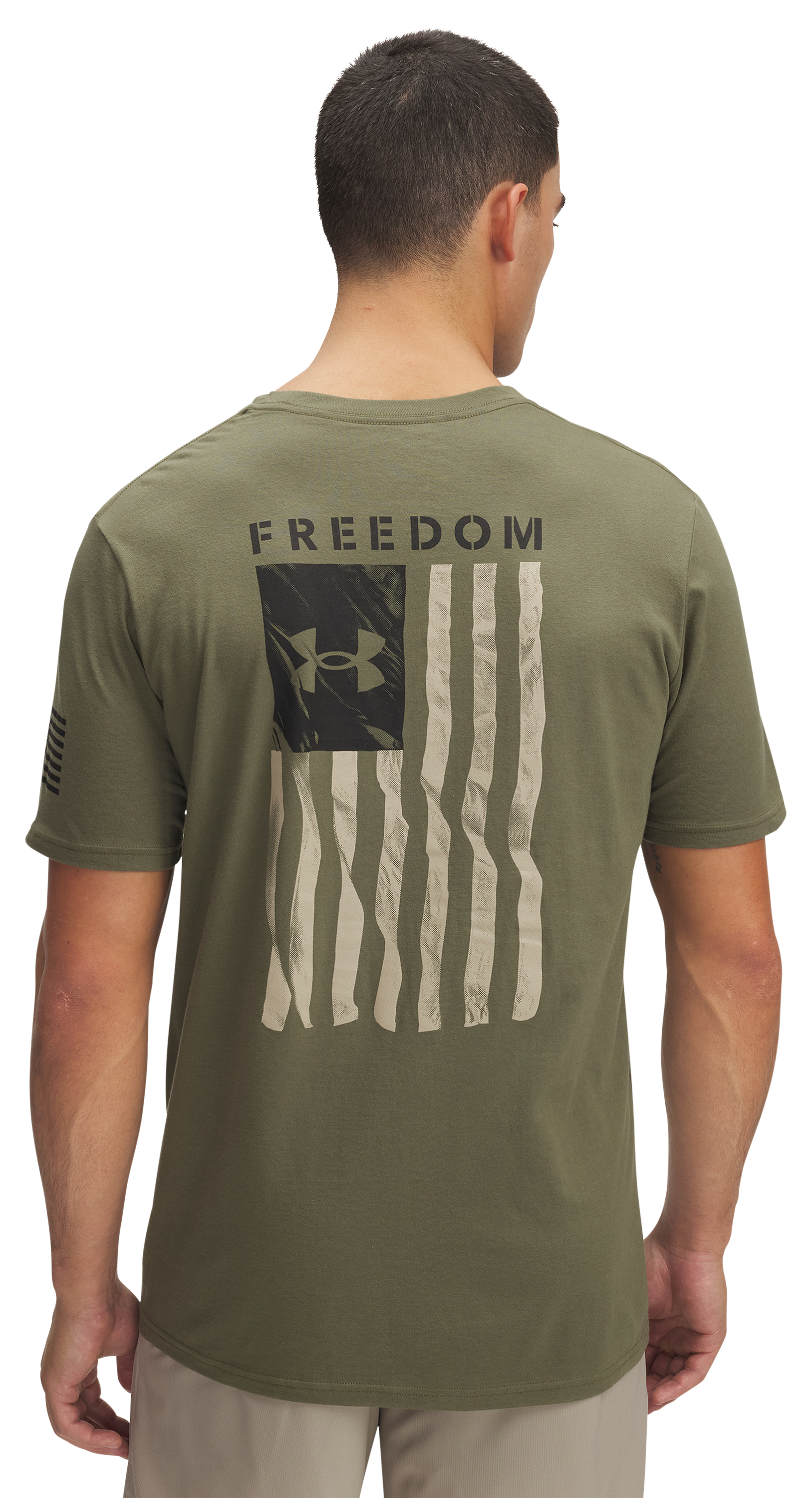 Image of Under Armour Freedom Flag Graphic Short-Sleeve T-Shirt for Men - Marine OD Green