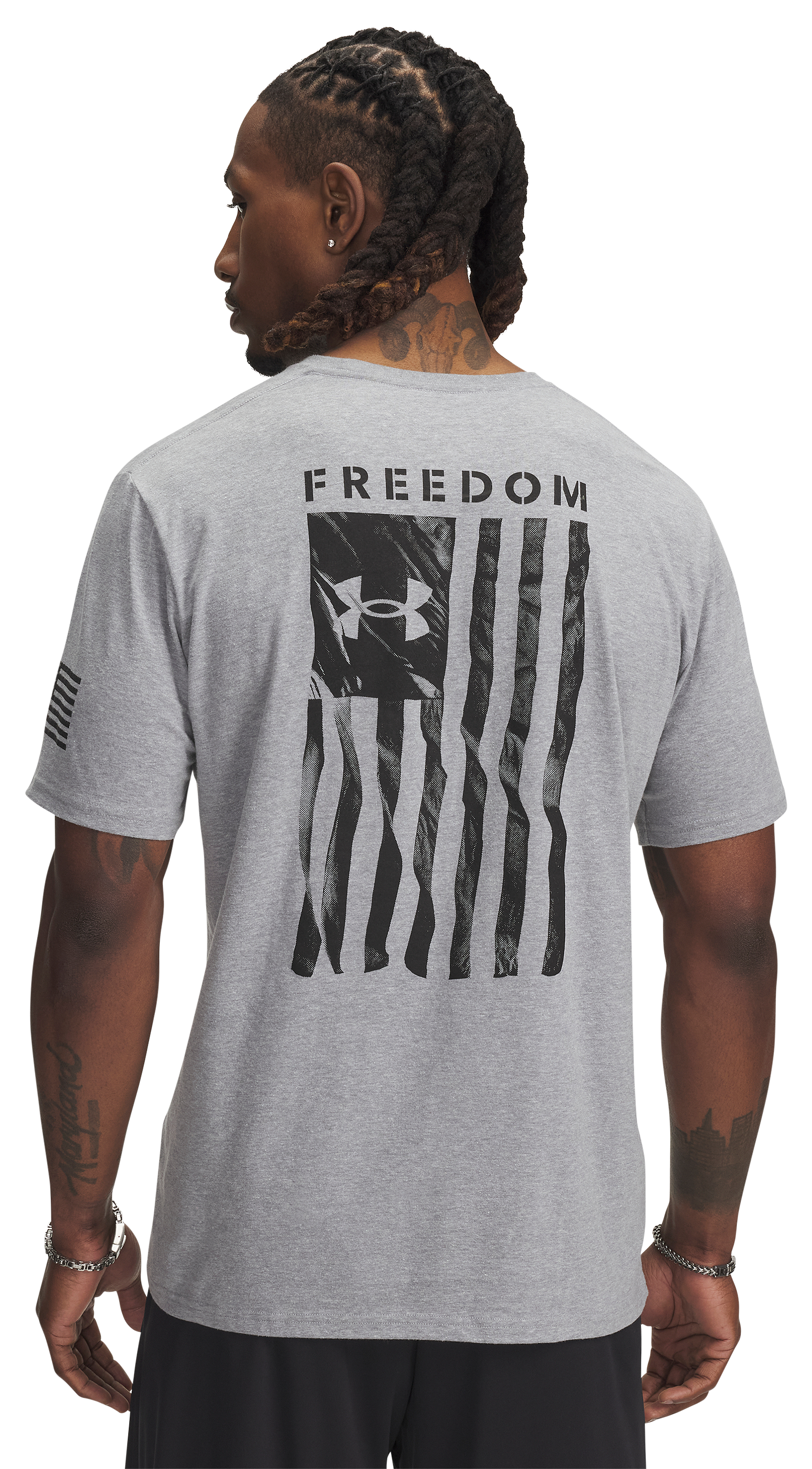 Image of Under Armour Freedom Flag Graphic Short-Sleeve T-Shirt for Men - Steel Heather - 3XL