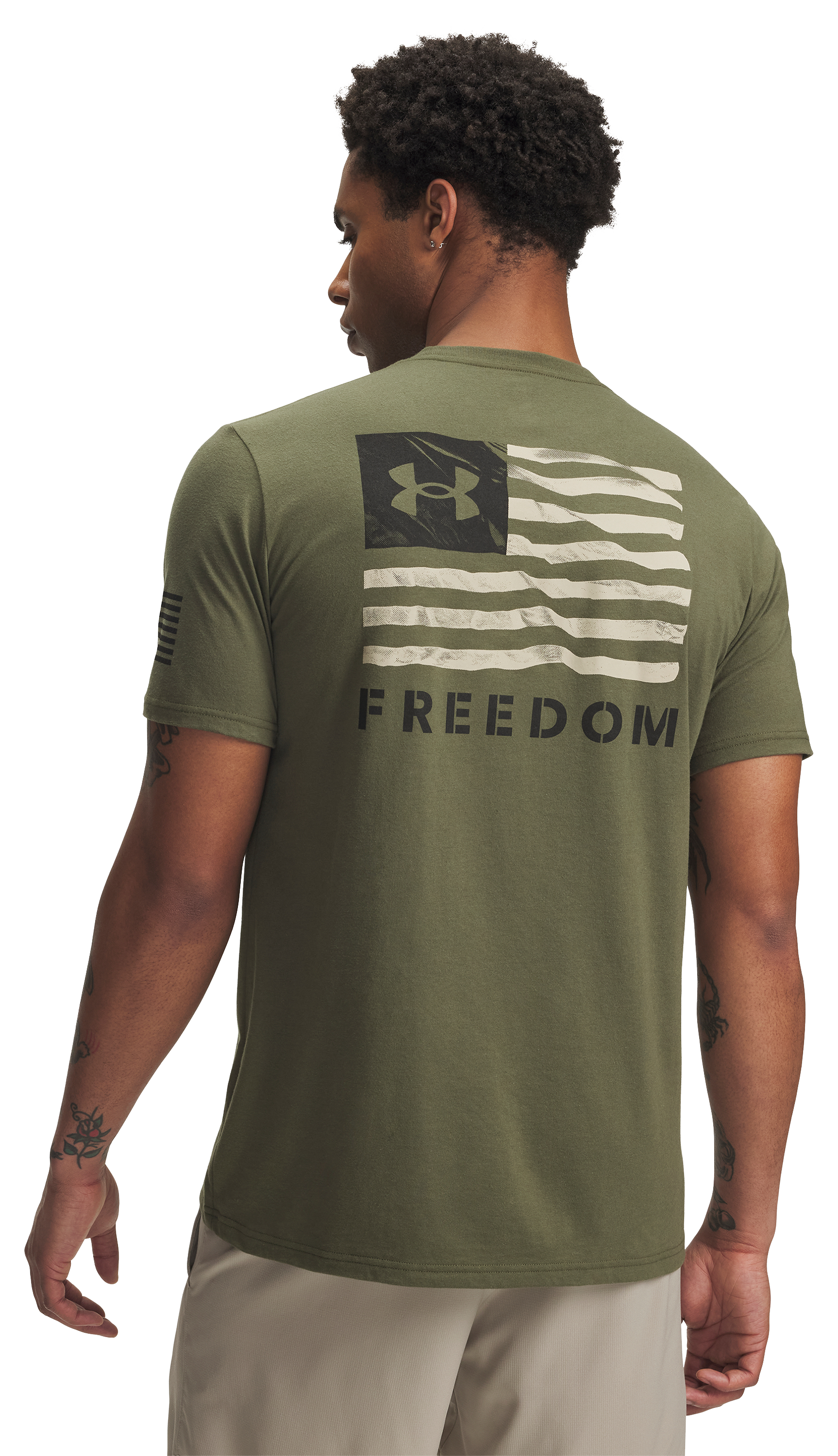Image of Under Armour Freedom Banner Short-Sleeve T-Shirt- Marine OD Green/Black - XL