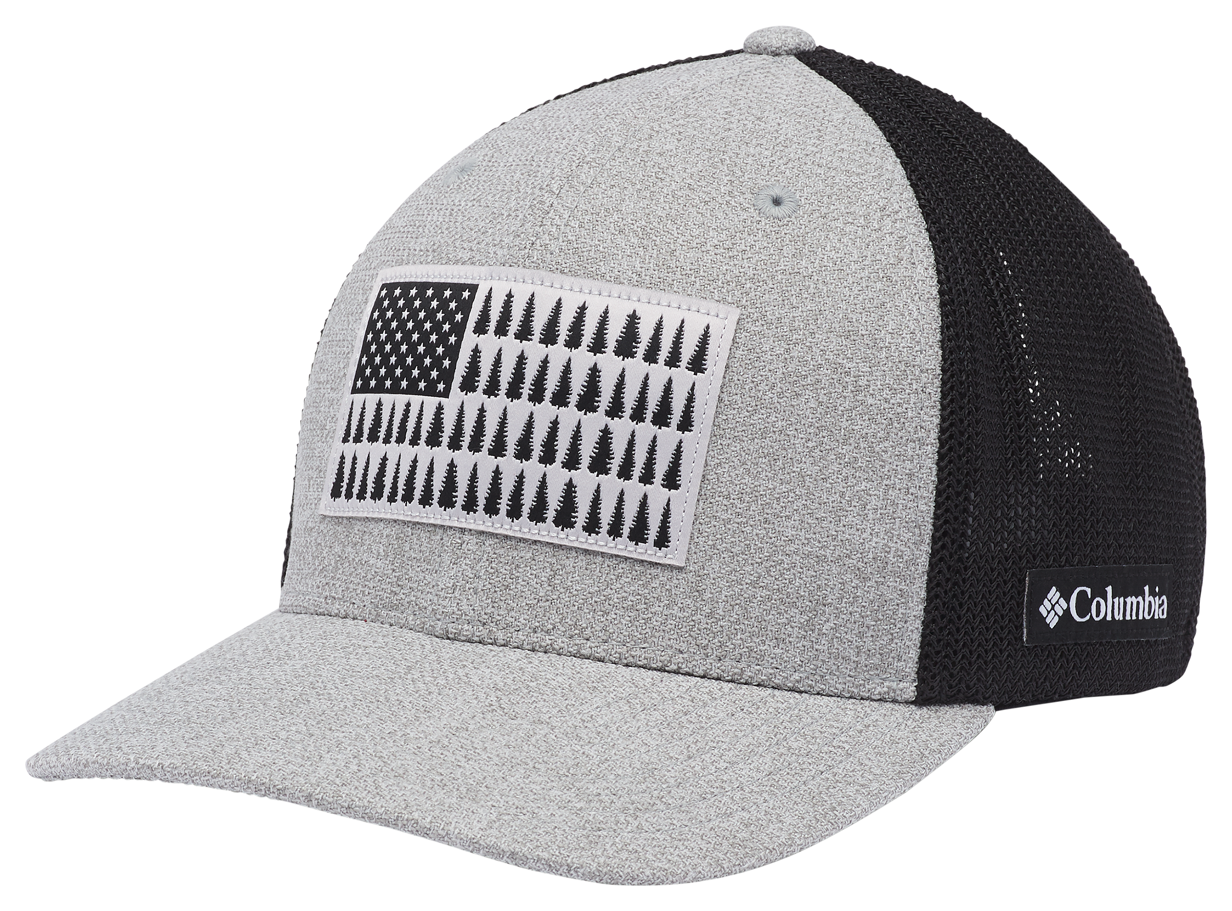 Image of Columbia Mesh Tree Flag Ball Cap - Columbia Grey Heather/Black - XXL