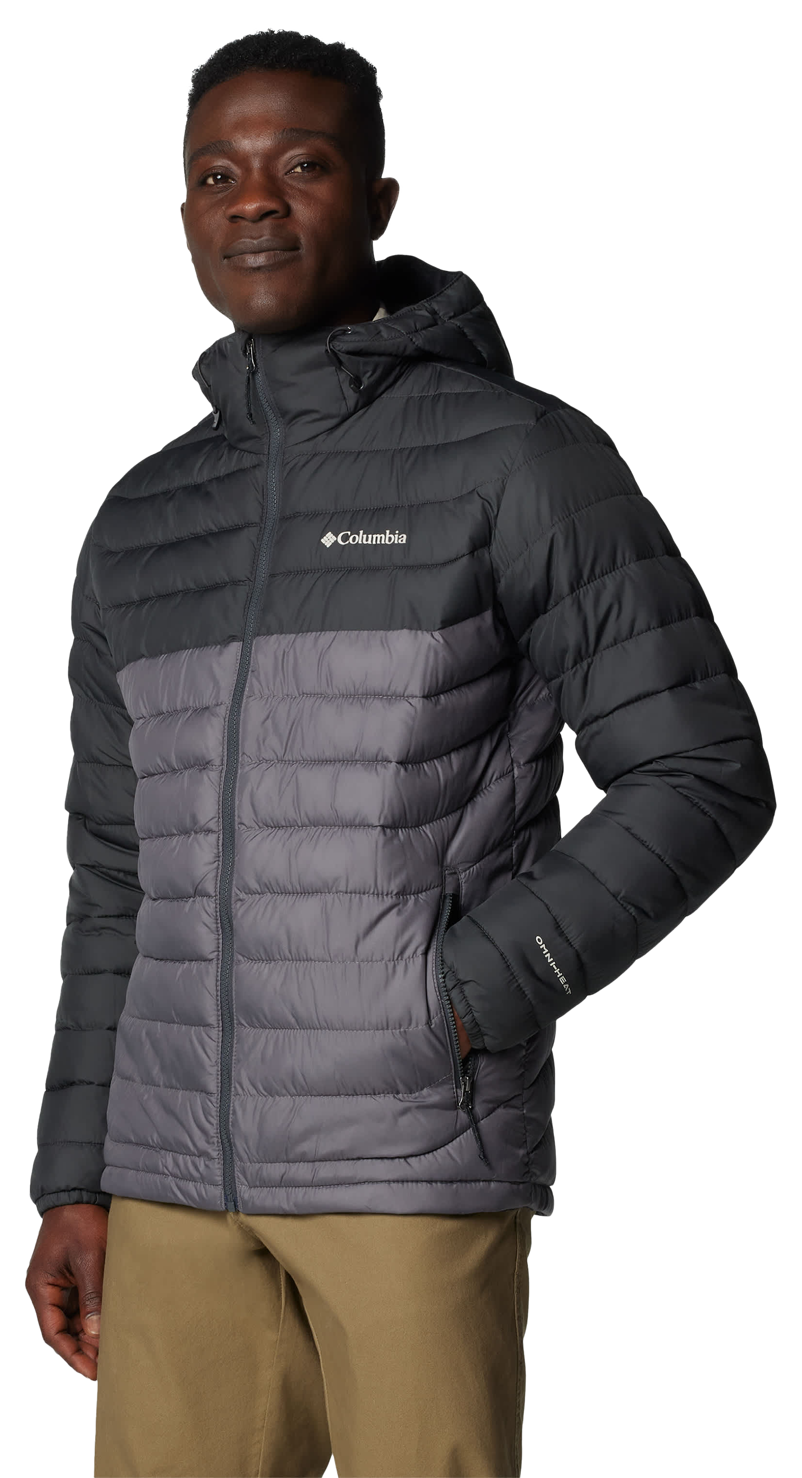 Image of Columbia Powder Lite II Hooded Jacket for Men - City Grey/Shark