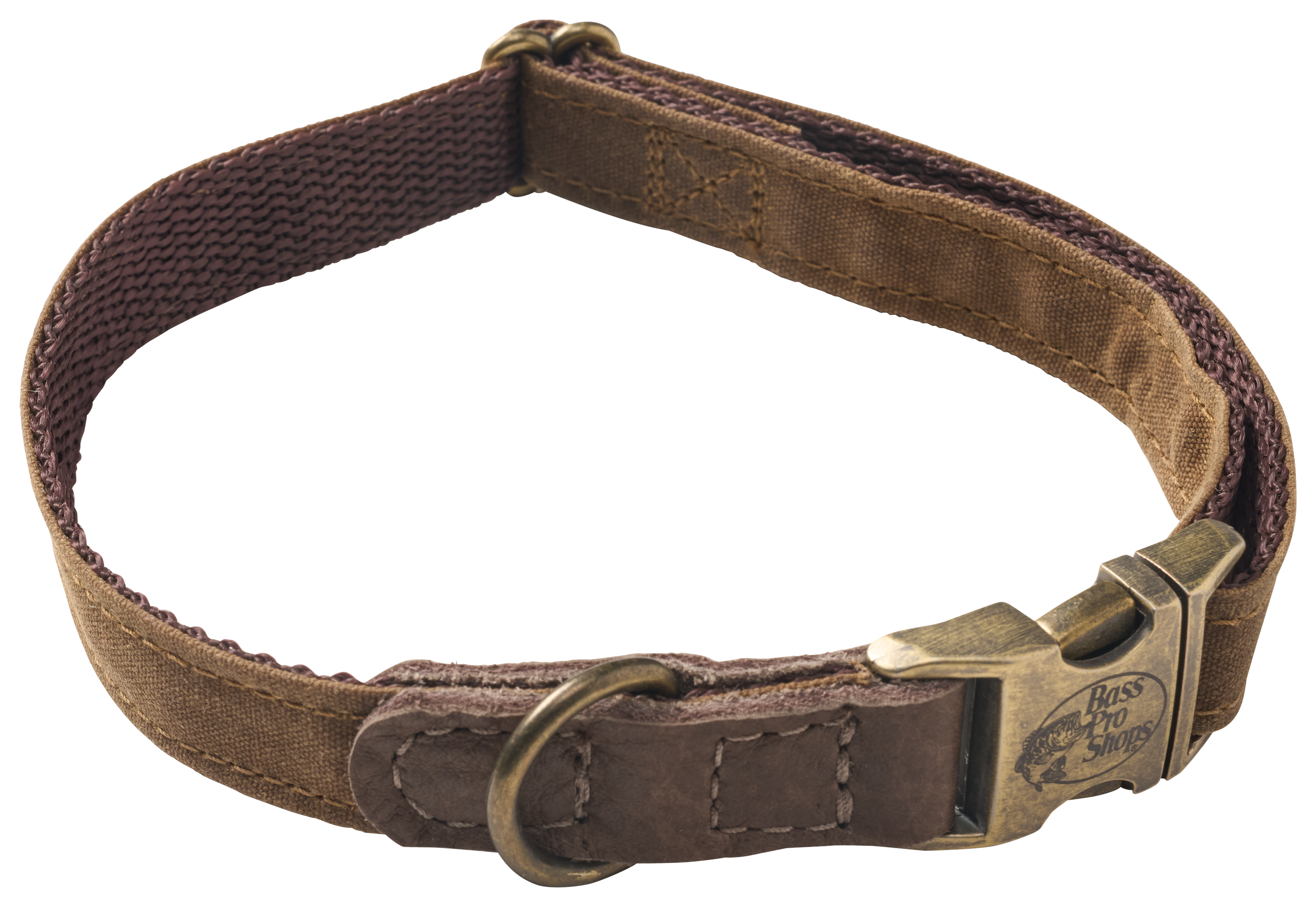 Image of Bass Pro Shops Waxed Canvas Dog Collar - Brown - L