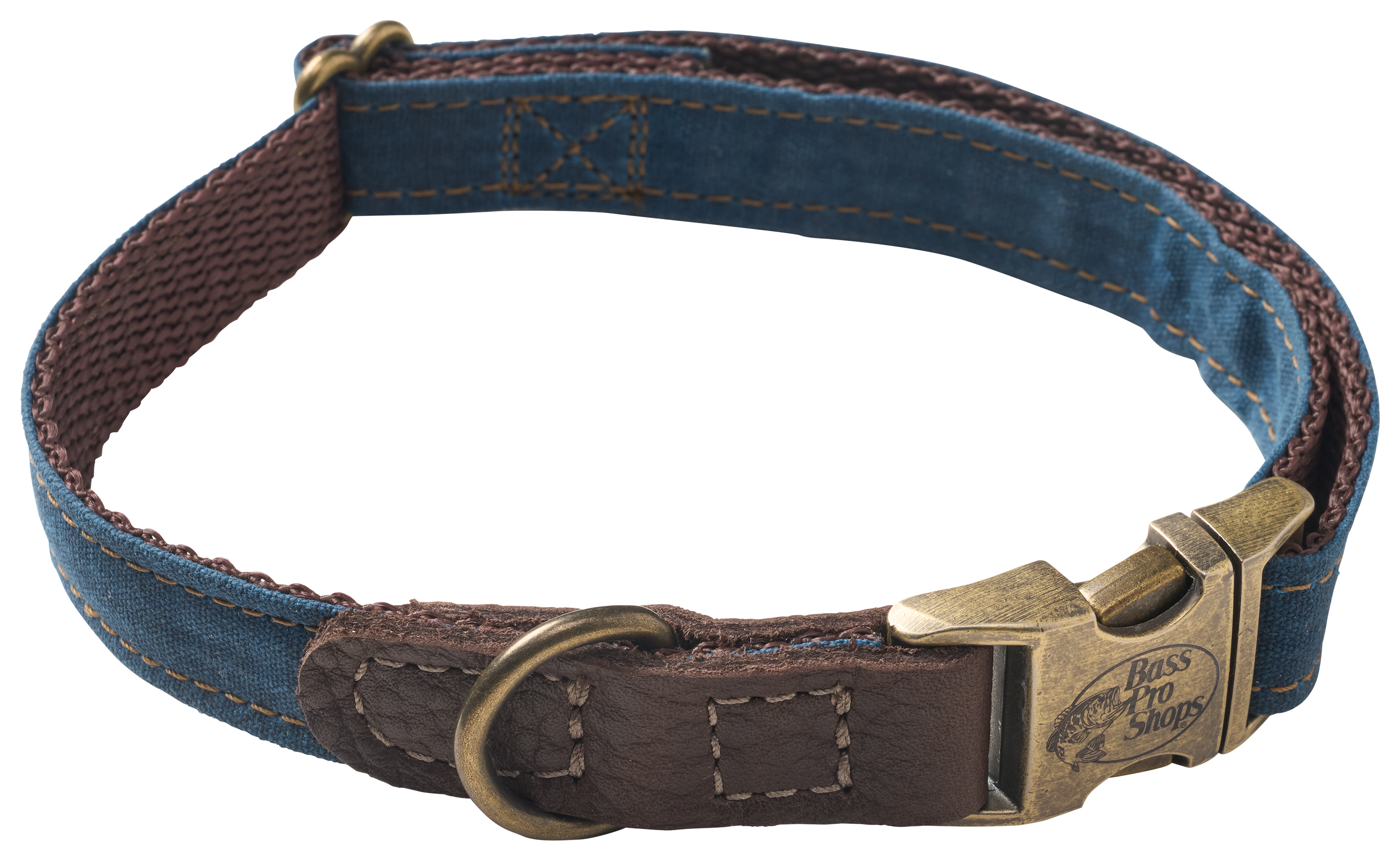 Image of Bass Pro Shops Waxed Canvas Dog Collar - Blue - M