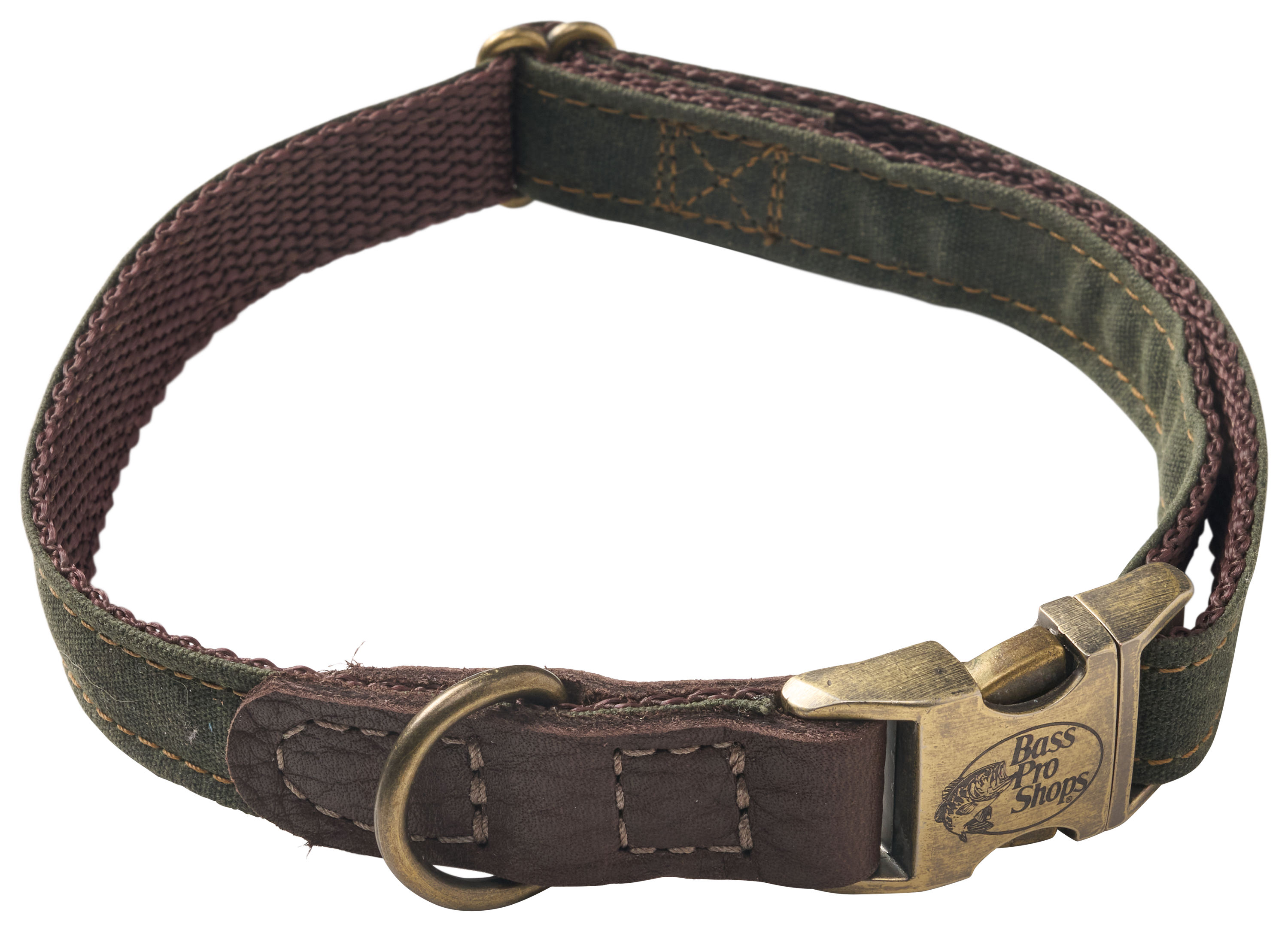 Image of Bass Pro Shops Waxed Canvas Dog Collar - Green - M