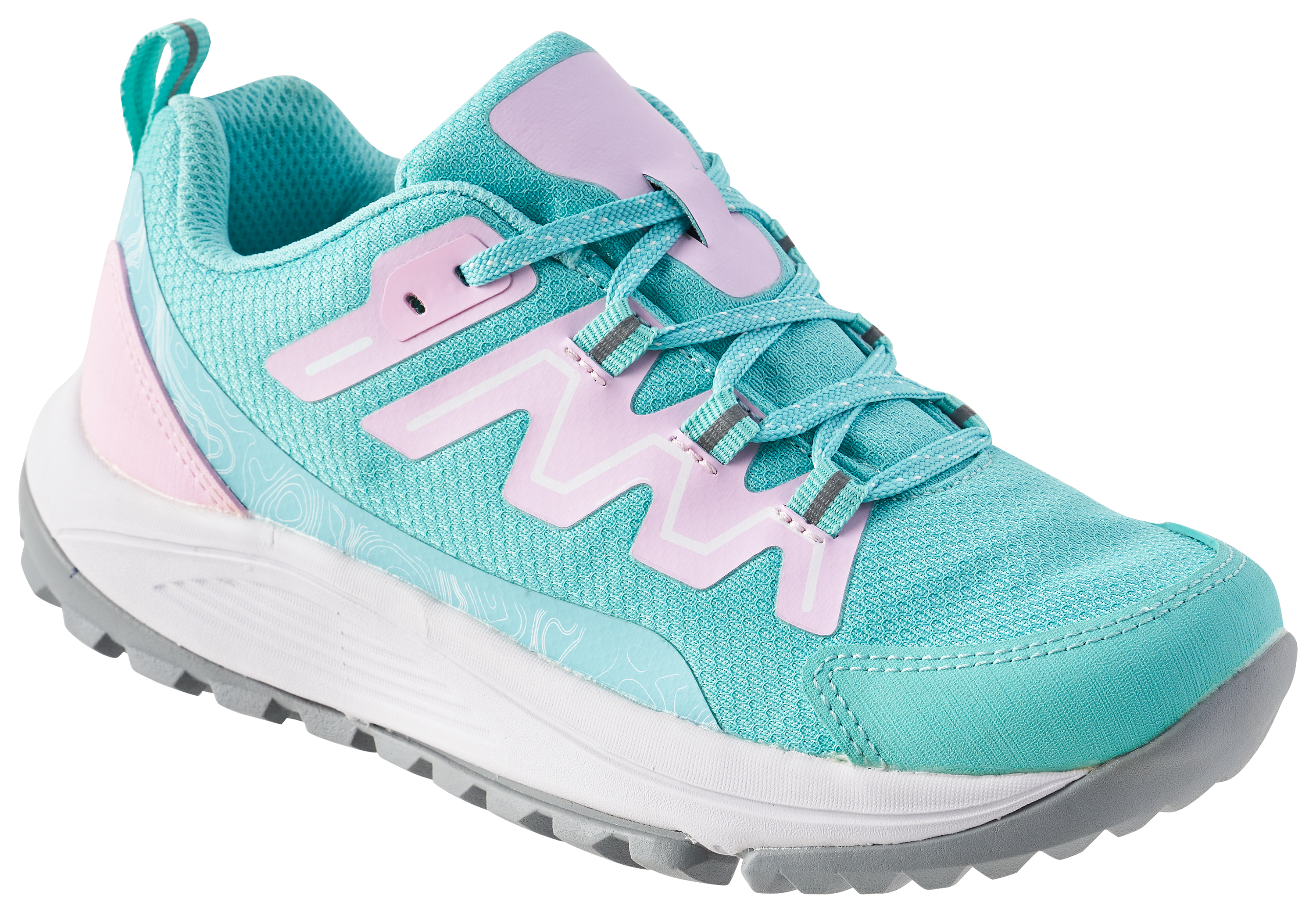 Image of Outdoor Kids Trail Cat Sneakers for Girls - Teal/Pink - 5 Kids