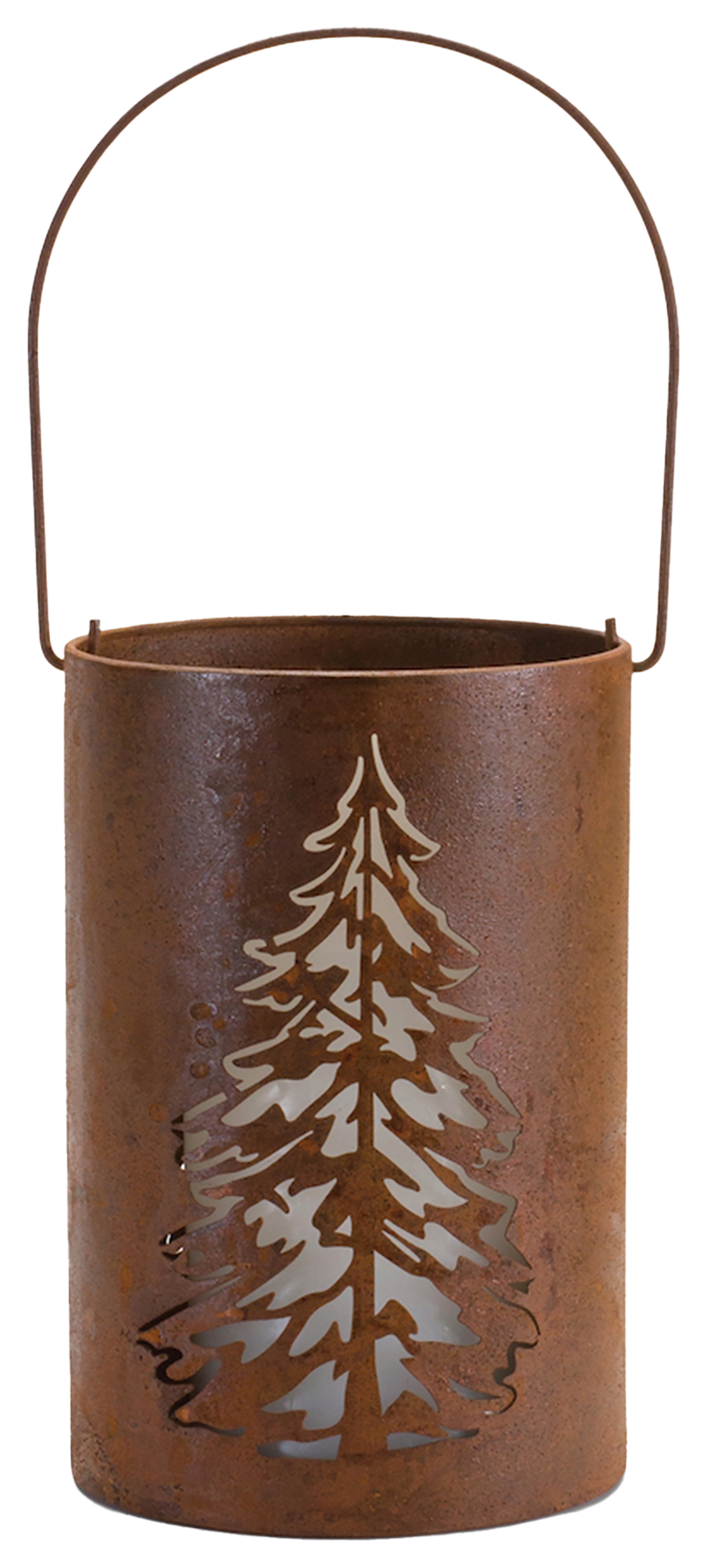 Image of Melrose International Pine Tree Cut-Out Metal Lantern