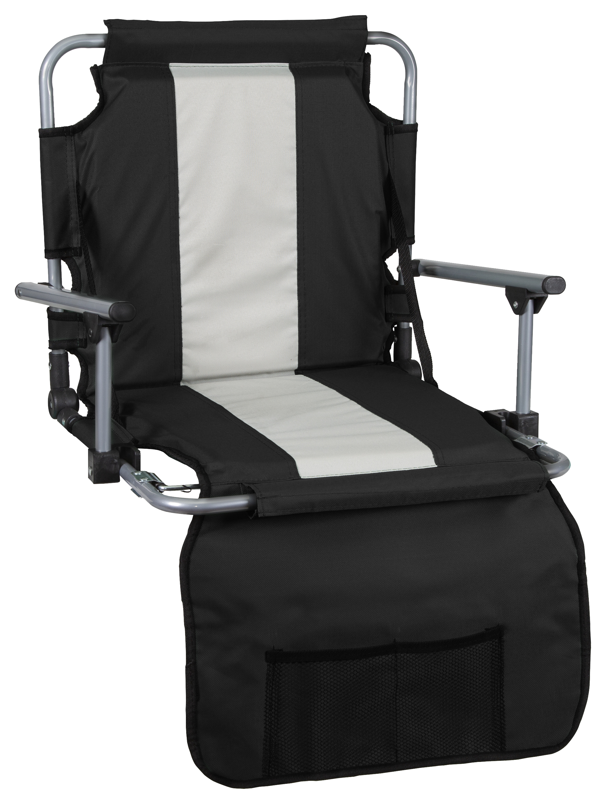 Image of Stansport Tubular Frame Folding Stadium Seat with Arms - Black/Silver