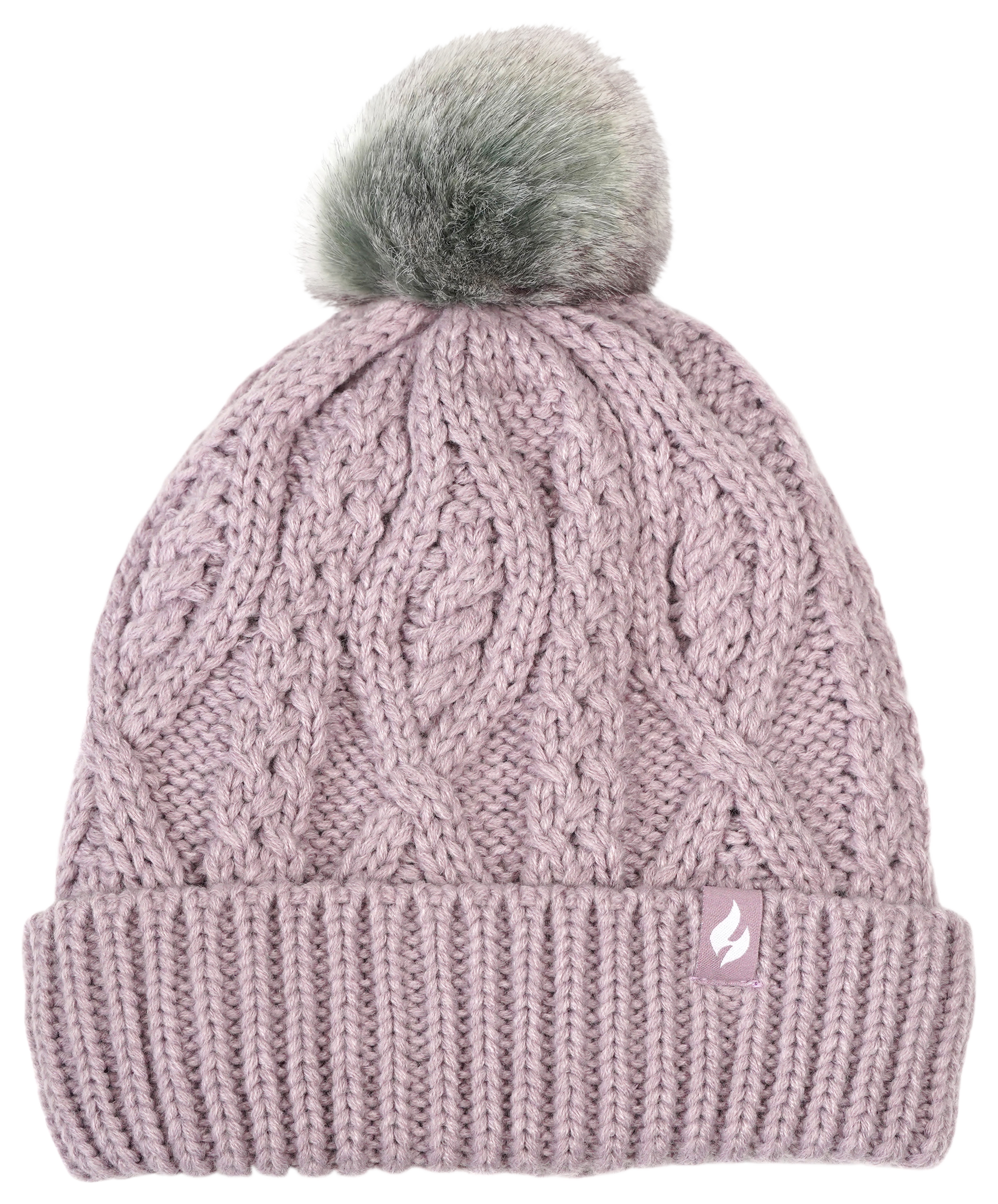 Image of Heat Holders Brina Cable Knit Pom-Pom Beanie Hat for Ladies - Lilac