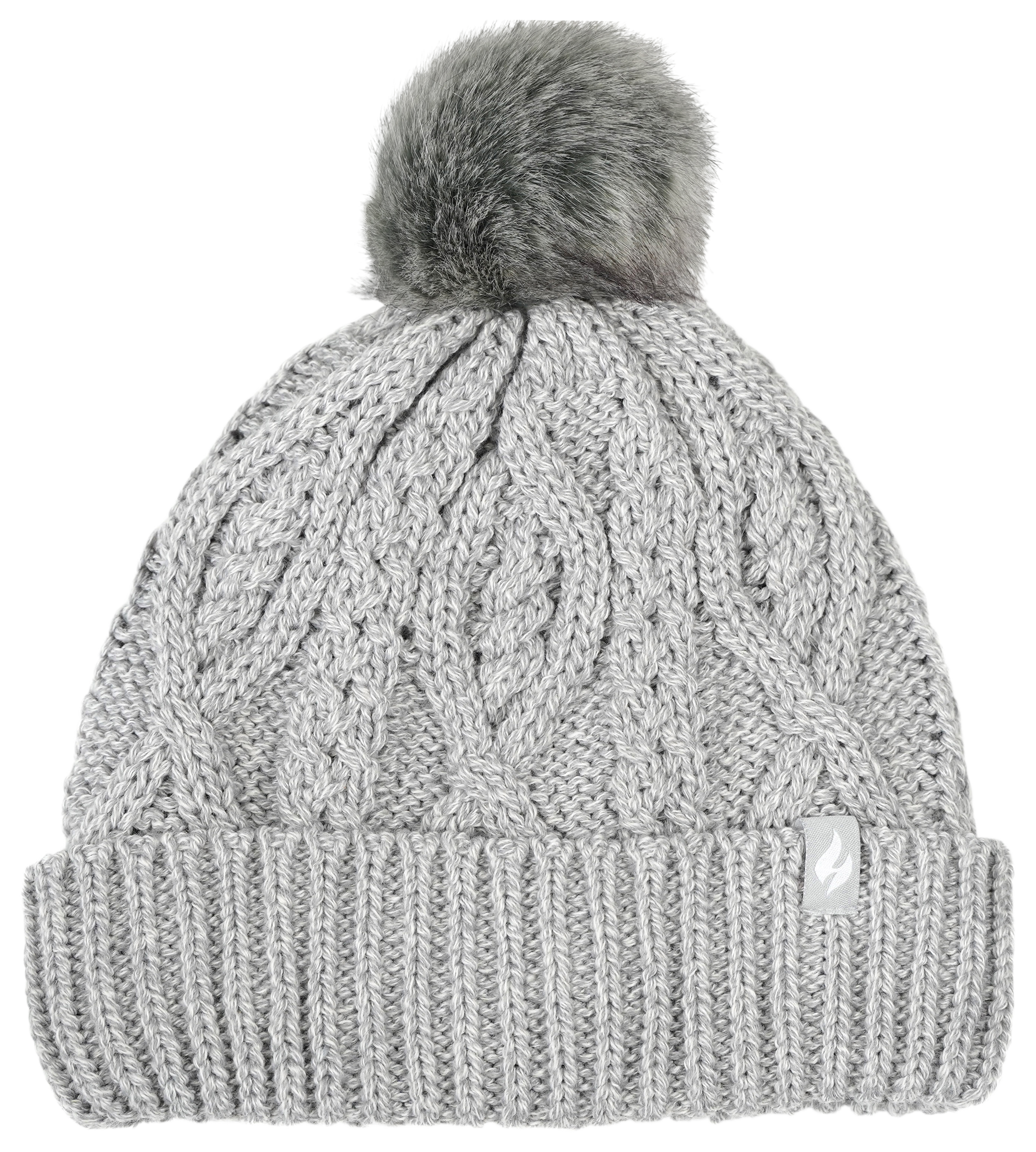 Image of Heat Holders Brina Cable Knit Pom-Pom Beanie Hat for Ladies - Cloud Grey