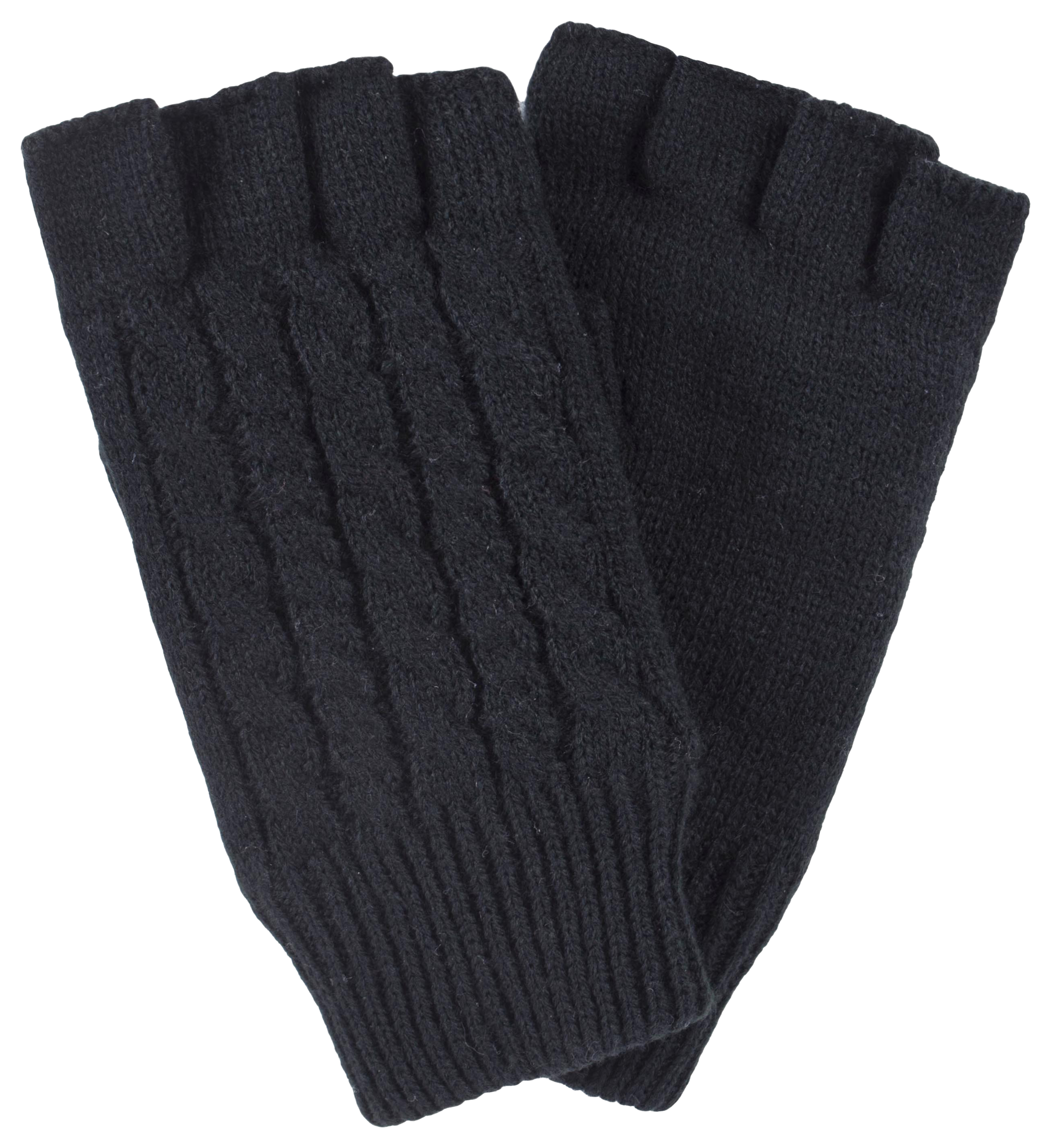 Image of Heat Holders Ayla Cable Knit Fingerless Gloves for Ladies - Black