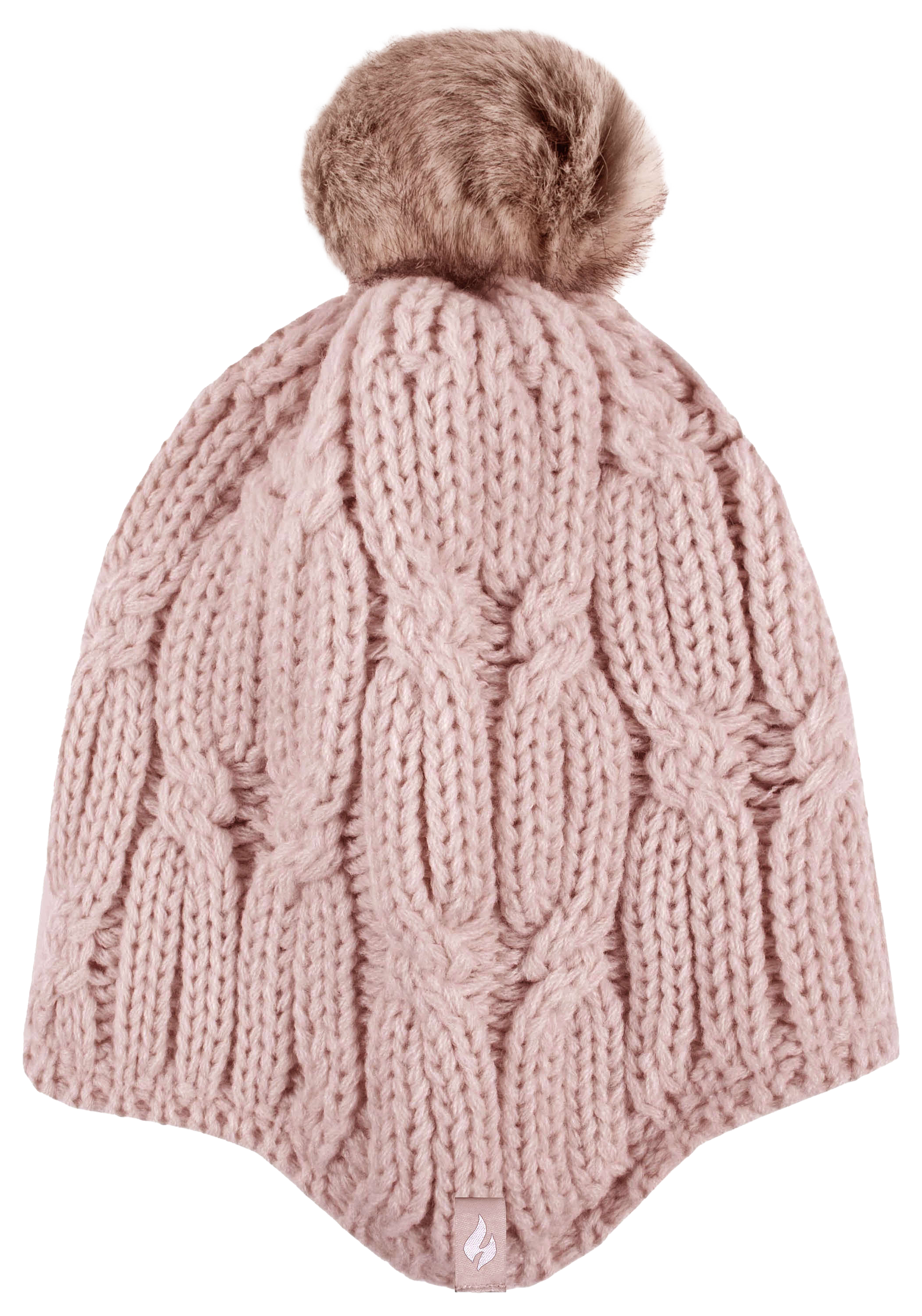 Heat Holders Nikki Cozy Ears Pom-Pom Beanie Hat for Ladies - Dusty Pink
