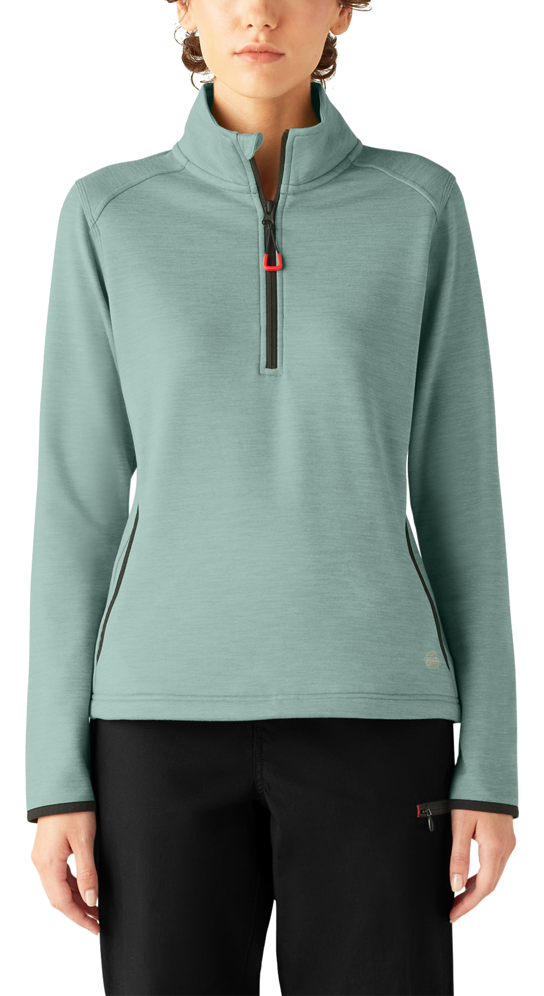 Image of Dickies Smooth Fleece Lightweight Quarter-Zip Pullover for Ladies - Blue Surf Heather - L