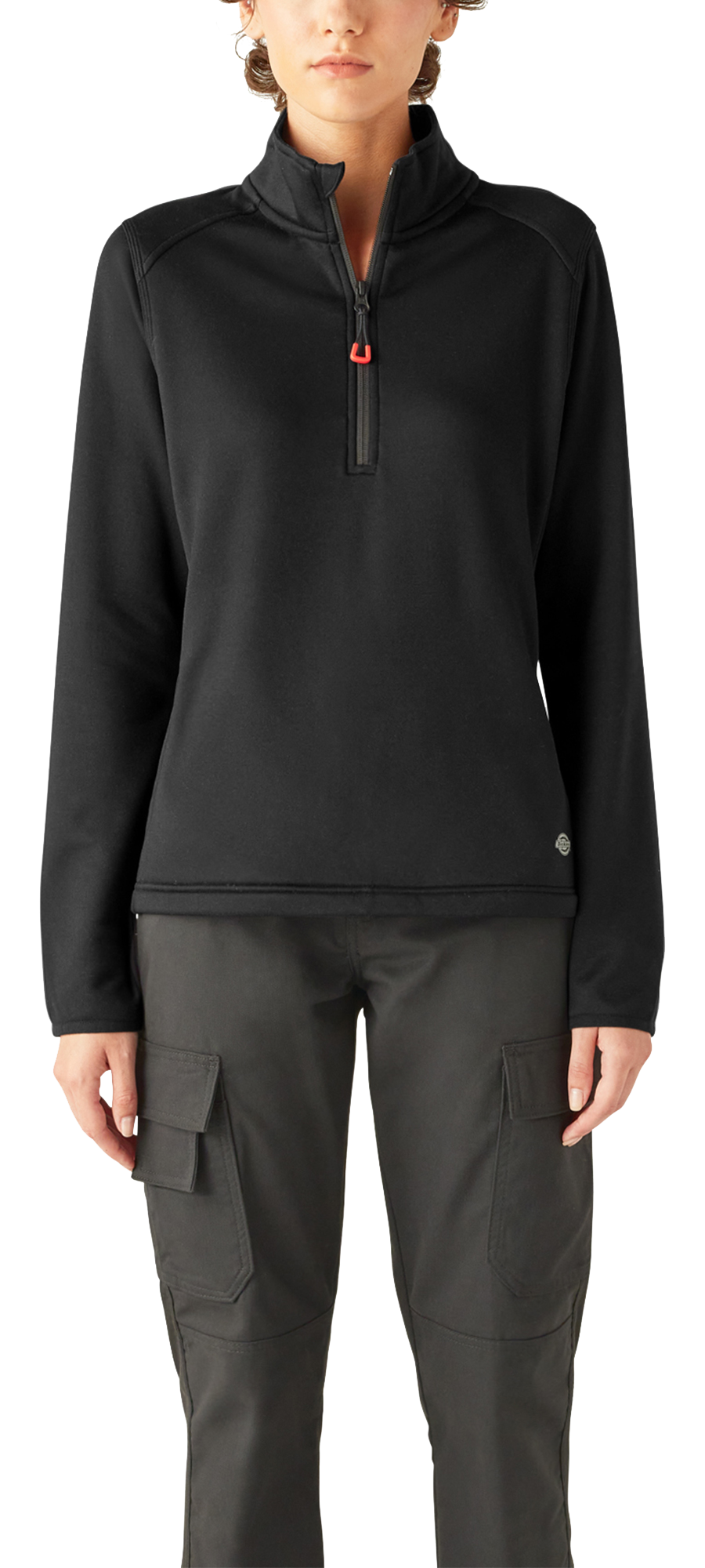 Image of Dickies Smooth Fleece Lightweight Quarter-Zip Pullover for Ladies - Black - S