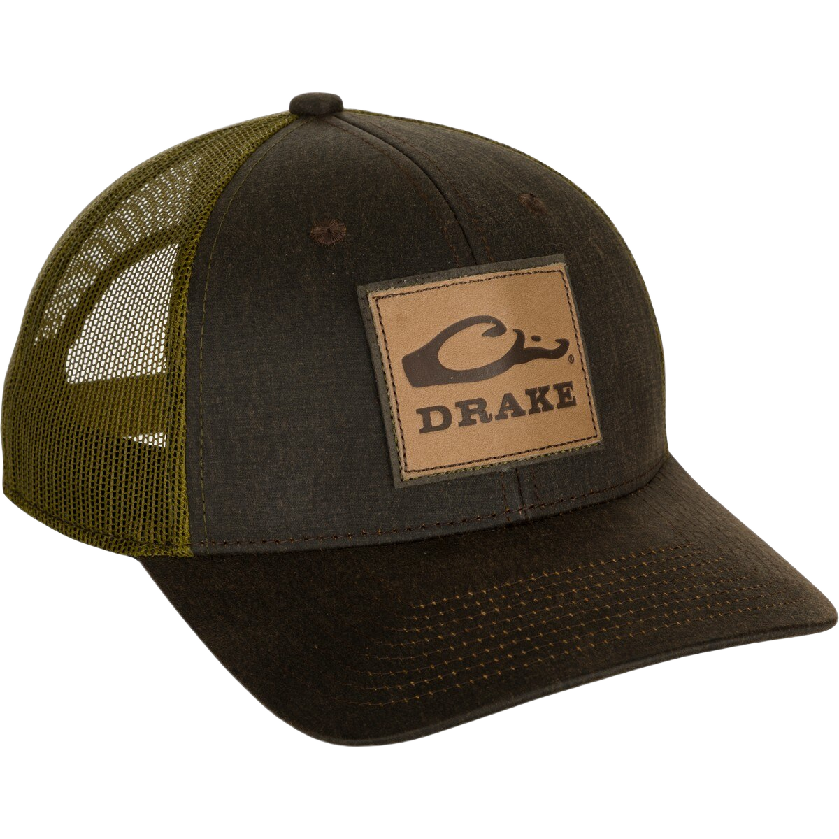 Image of Drake Leather Patch Mesh Back Cap - Brown