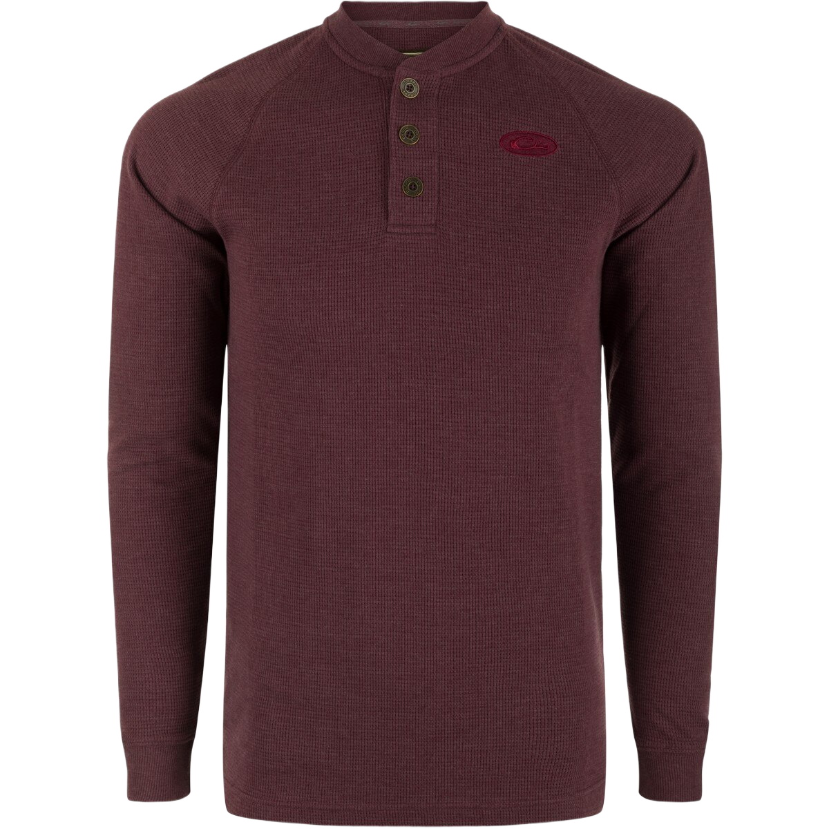 Image of Drake Weston Lakes Waffle Long Sleeve Henley - Red - S