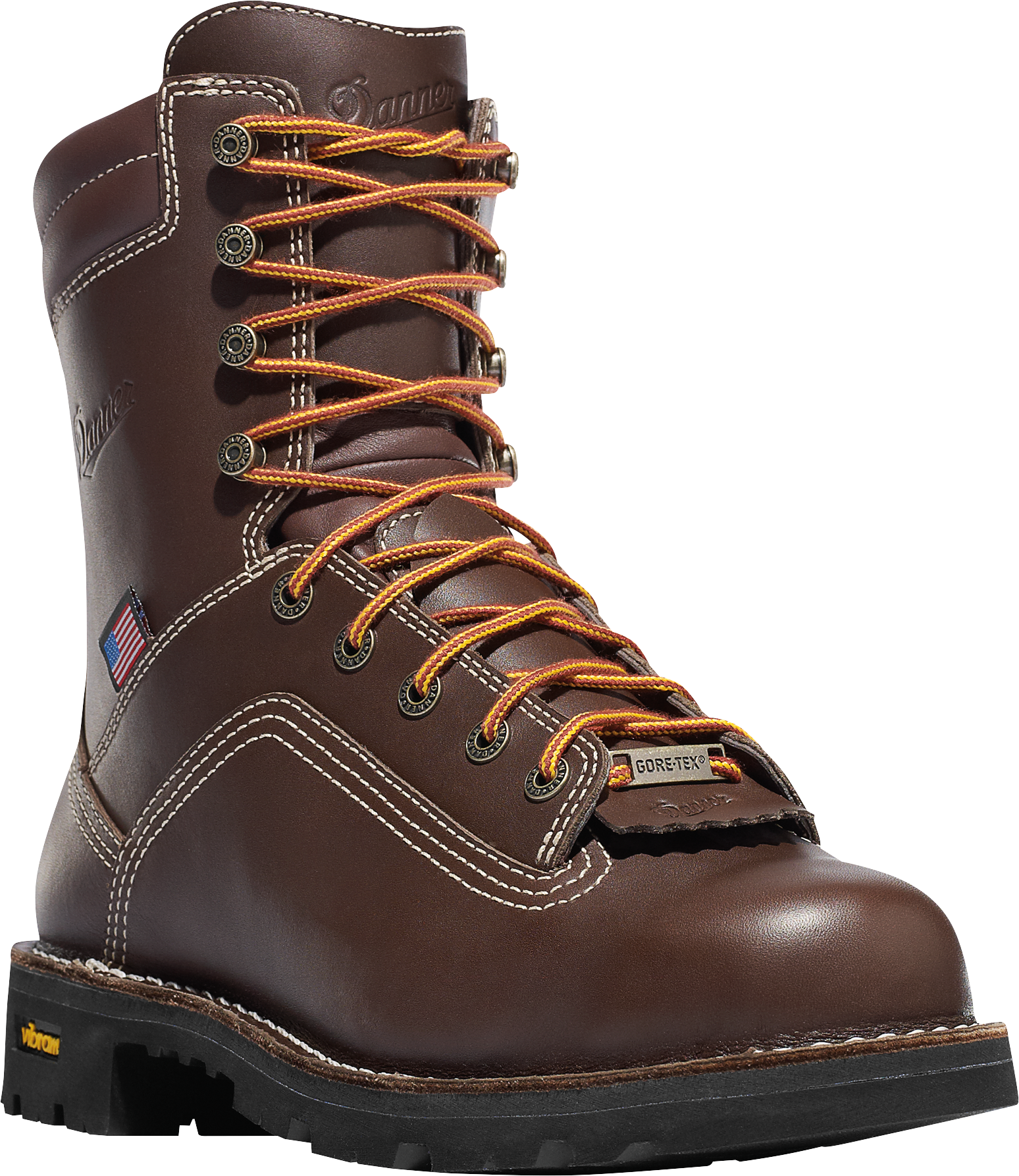 Image of Danner Quarry USA Brown GORE-TEX Alloy Toe Work Boots for Men - Brown - 8M