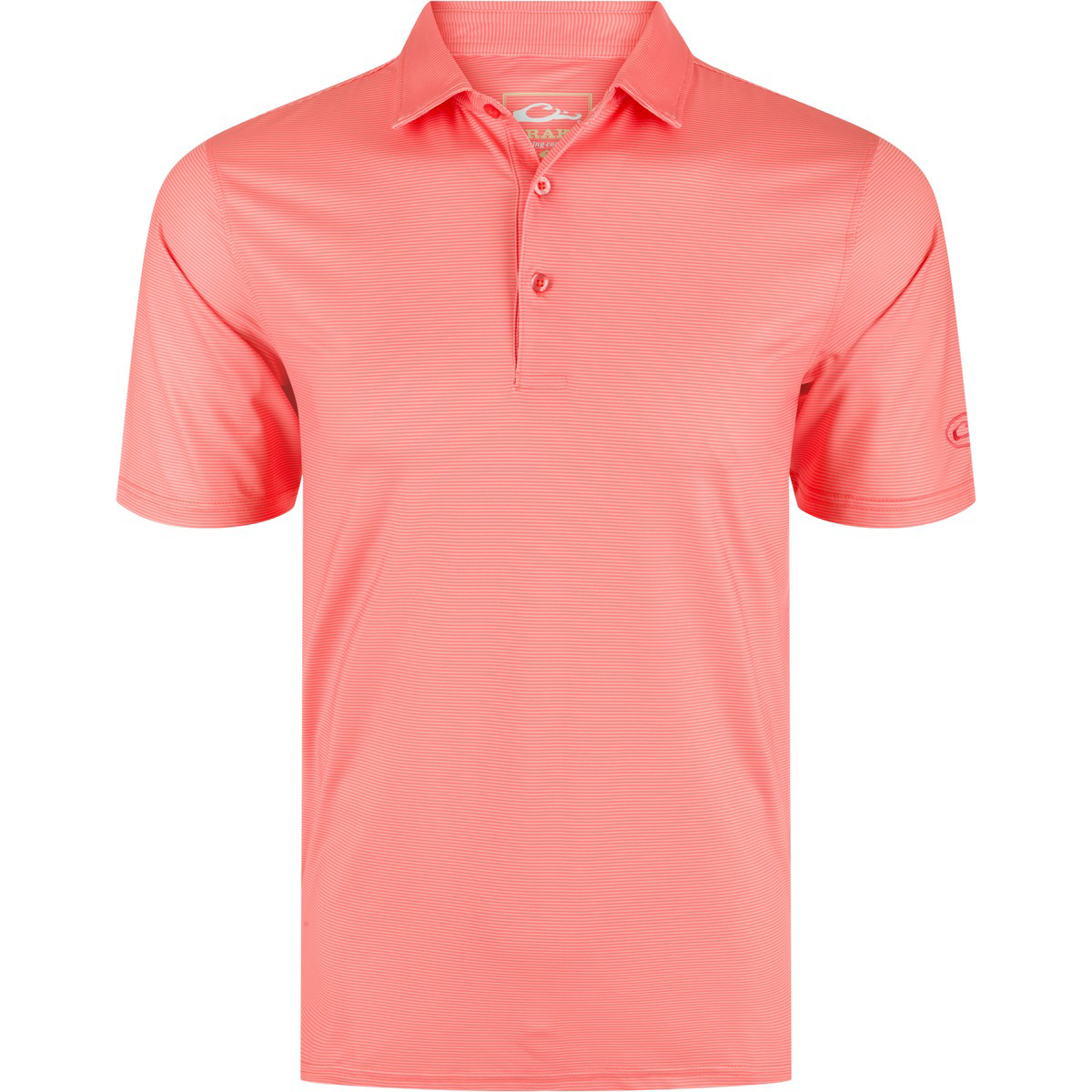 Image of Drake Waterfowl Performance Chalk Striped Polo Shirt - Shell Pink - XL