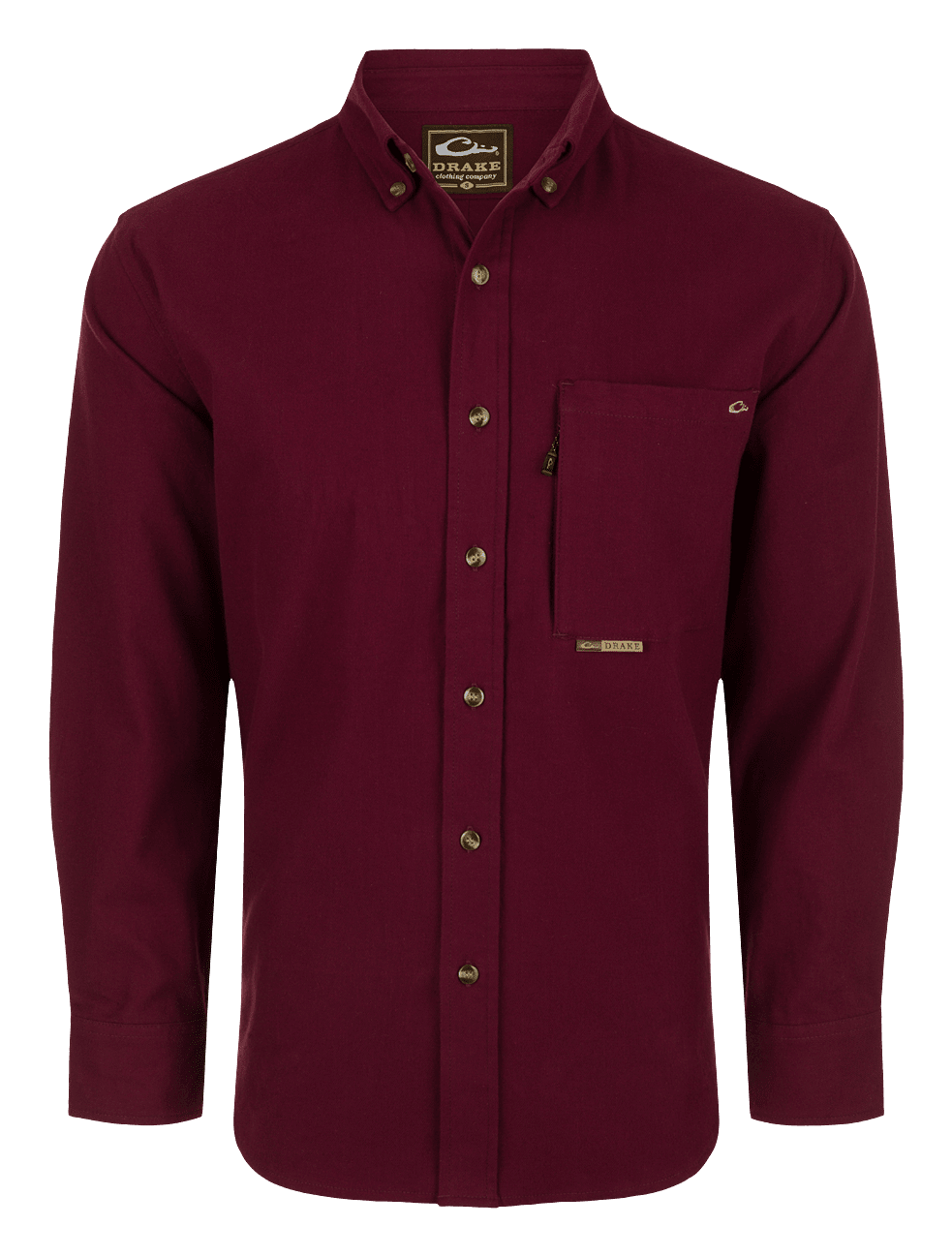 Drake Autumn Brushed Twill Long Sleeve Shirt - Windsor Wine - XL