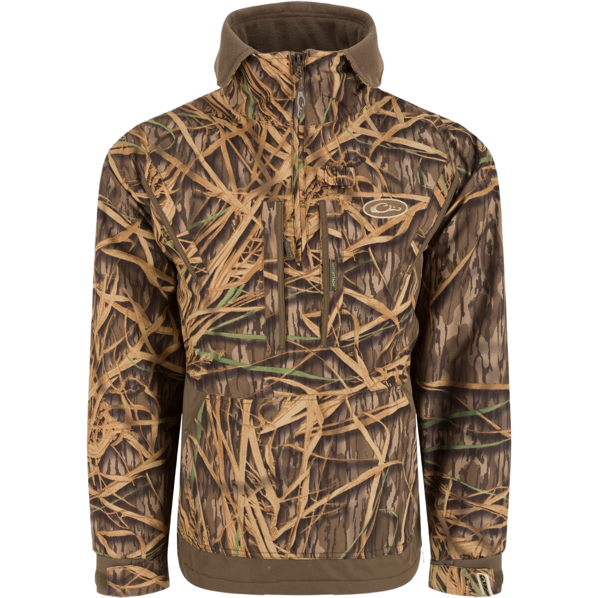 Image of Drake MST Fleece Lined Quarter Zip Pullover Hardshell 2.0 - Mossy Oak Shadow Grass - L