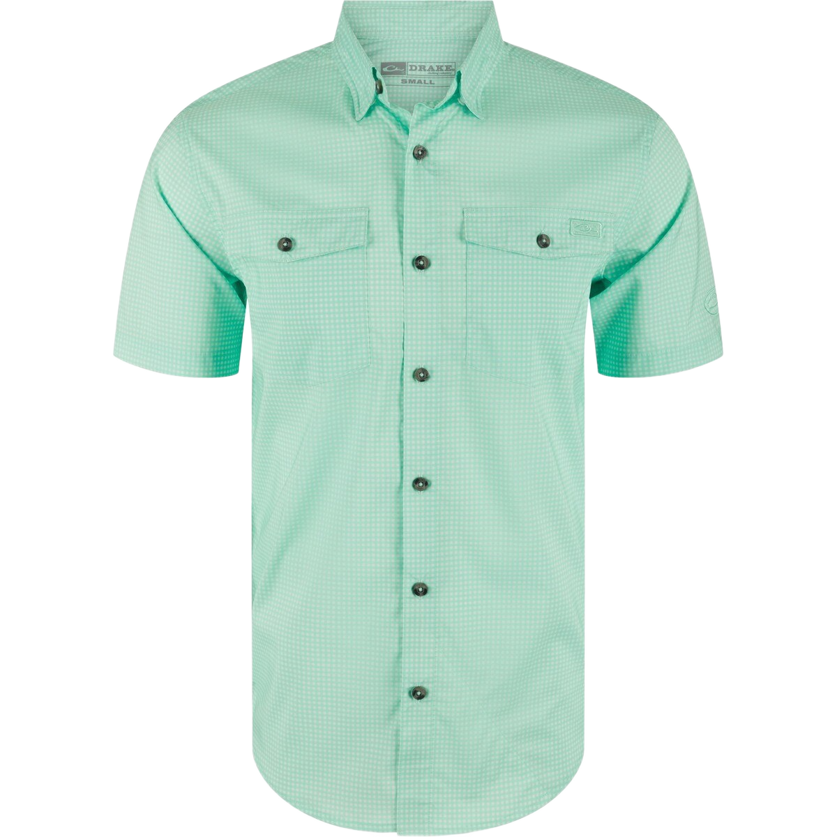 Image of Drake Frat BD Gingham Check Short Sleeve Shirt - Beach Glass Tonal
