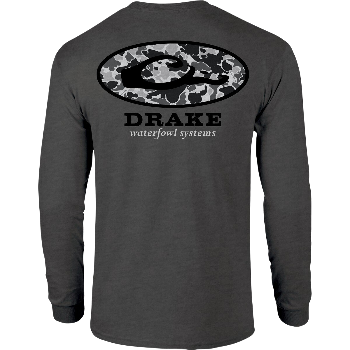 Image of Drake Old School Oval Long Sleeve Tee - Dark Shadow Heather