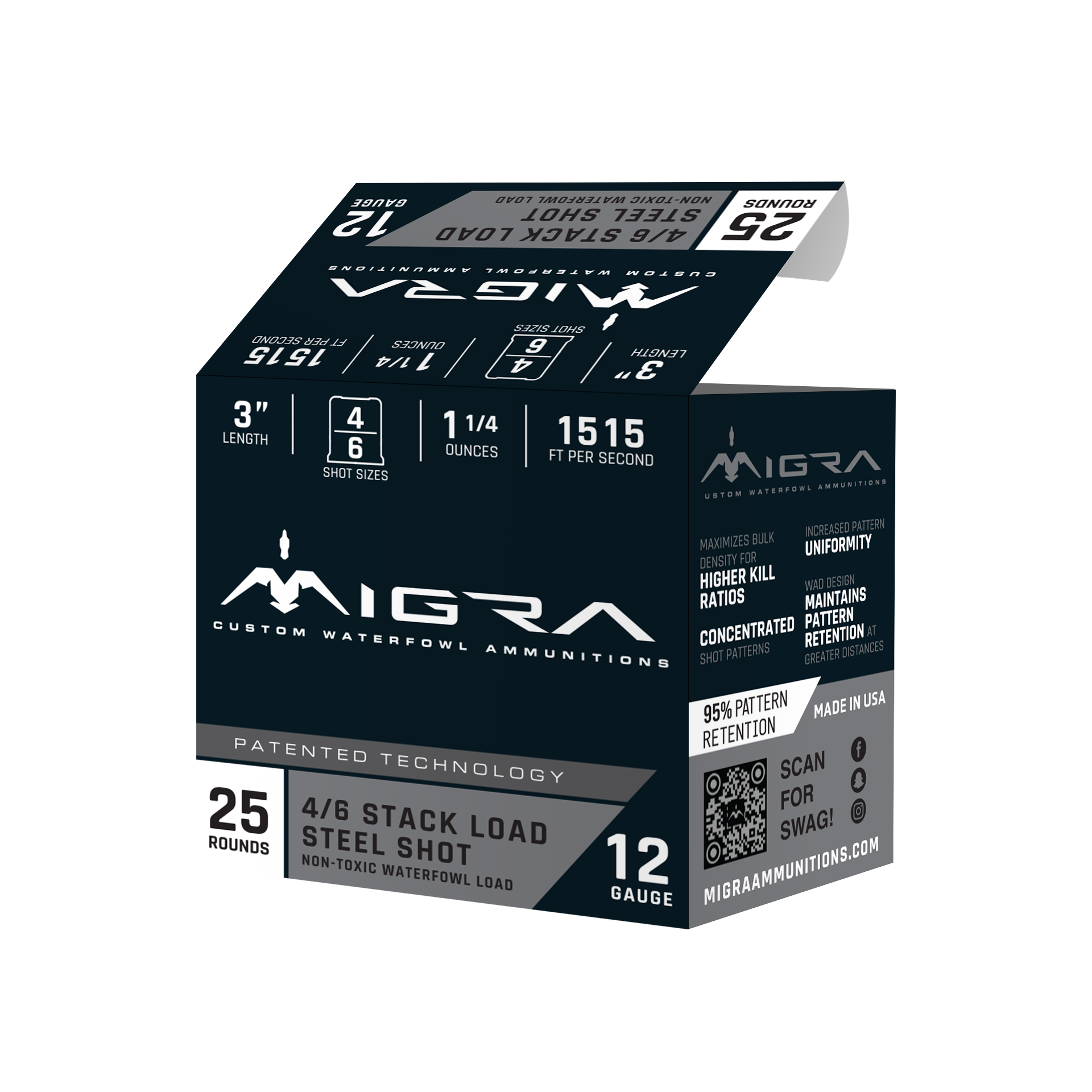 Migra Stack Load 12-Ga. 3″ 1-1/4 oz. Shotshells - 4/6 - 1515 - 250 Rounds - Migra Ammo