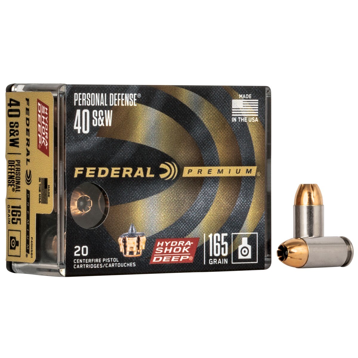 Federal Premium Personal Defense 40 S&amp;W 165 Gr Hydra-Shok Deep Hollow Point 20 Rd